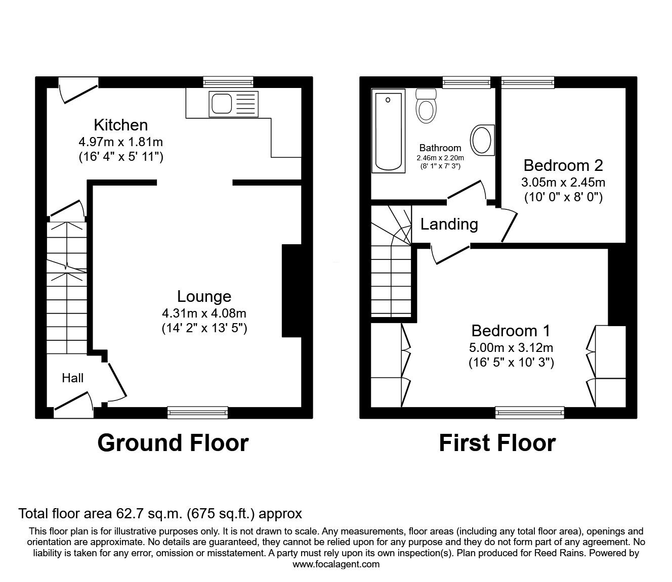Floorplan of 2 bedroom Mid Terrace House for sale, Emscote Grove, Halifax, West Yorkshire, HX1