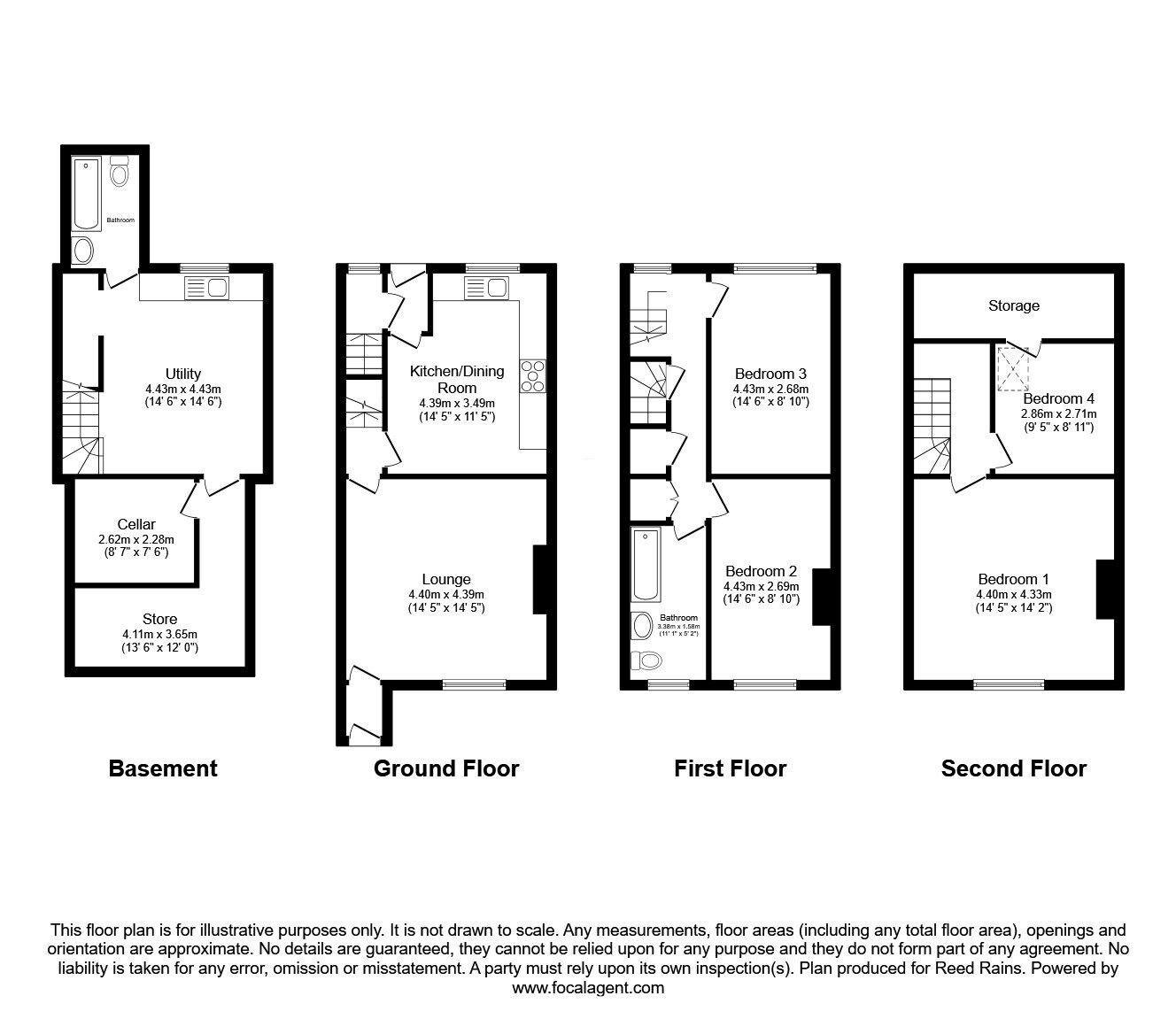 Floorplan of 4 bedroom Mid Terrace House for sale, Hyde Park Road, Halifax, West Yorkshire, HX1