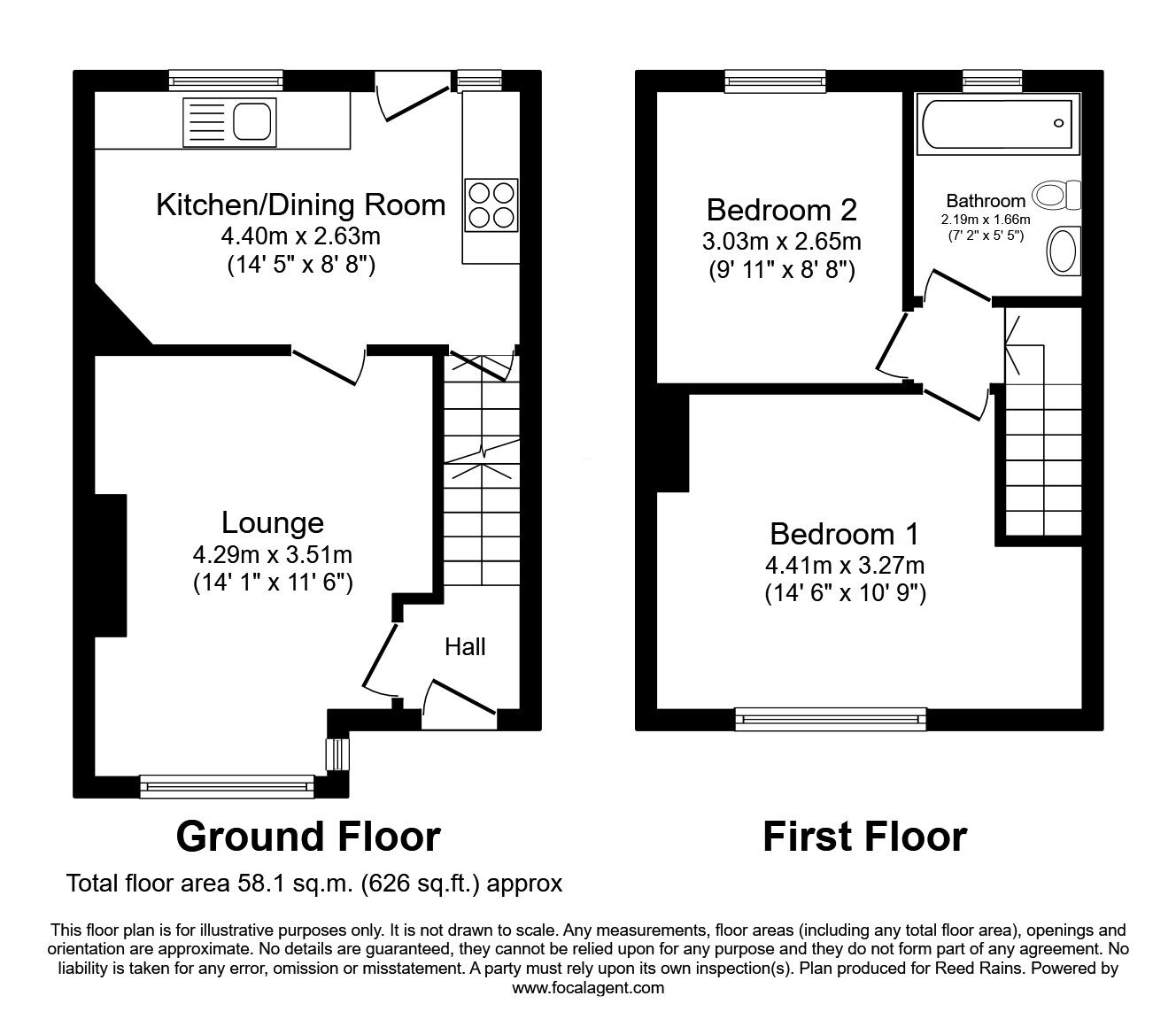 Floorplan of 2 bedroom Mid Terrace House for sale, Westcliffe Drive, Halifax, West Yorkshire, HX2