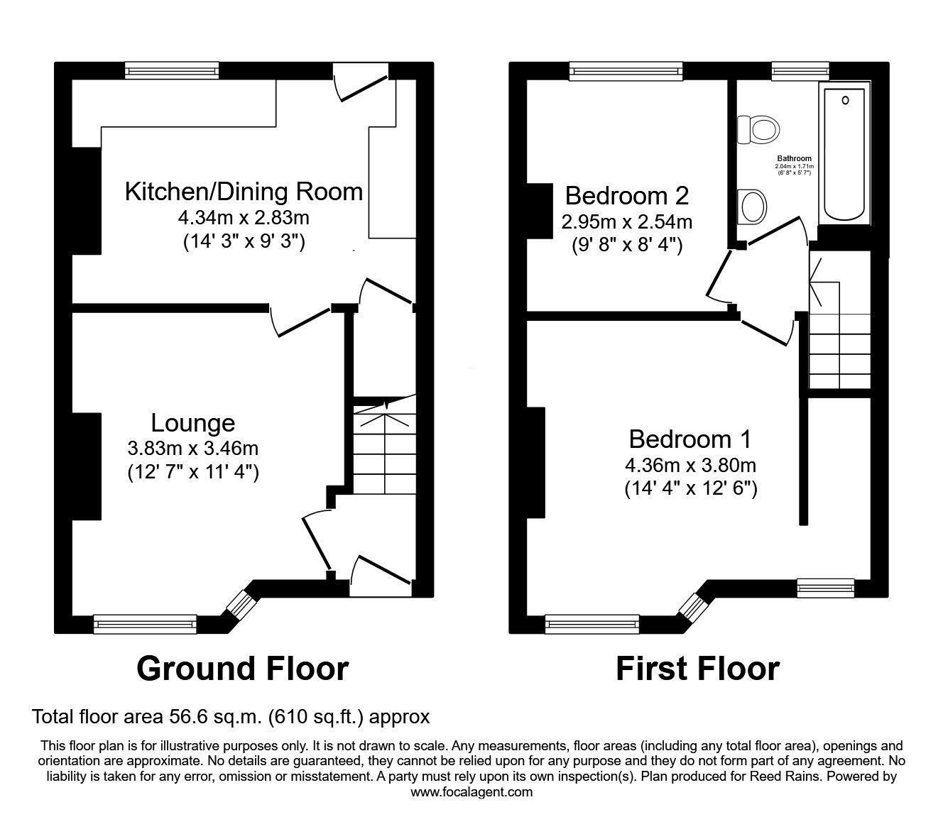 Floorplan of 2 bedroom Mid Terrace House for sale, West View Crescent, Halifax, West Yorkshire, HX2