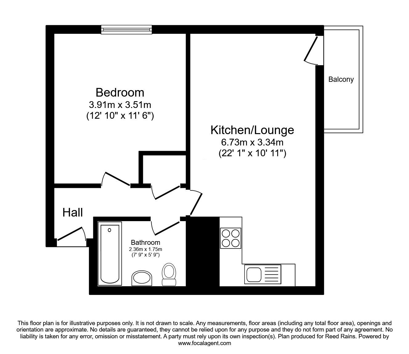 Floorplan of 1 bedroom  Flat for sale, Wheatley Court, Halifax, West Yorkshire, HX2
