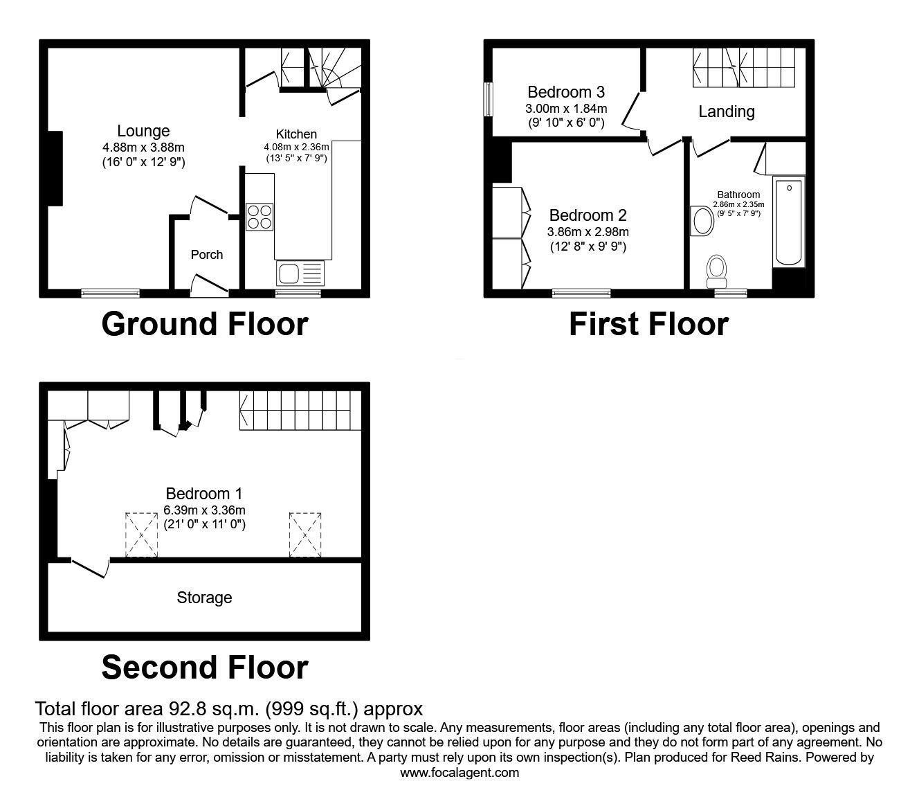 Floorplan of 3 bedroom Mid Terrace House for sale, Wallace Street, Halifax, West Yorkshire, HX1