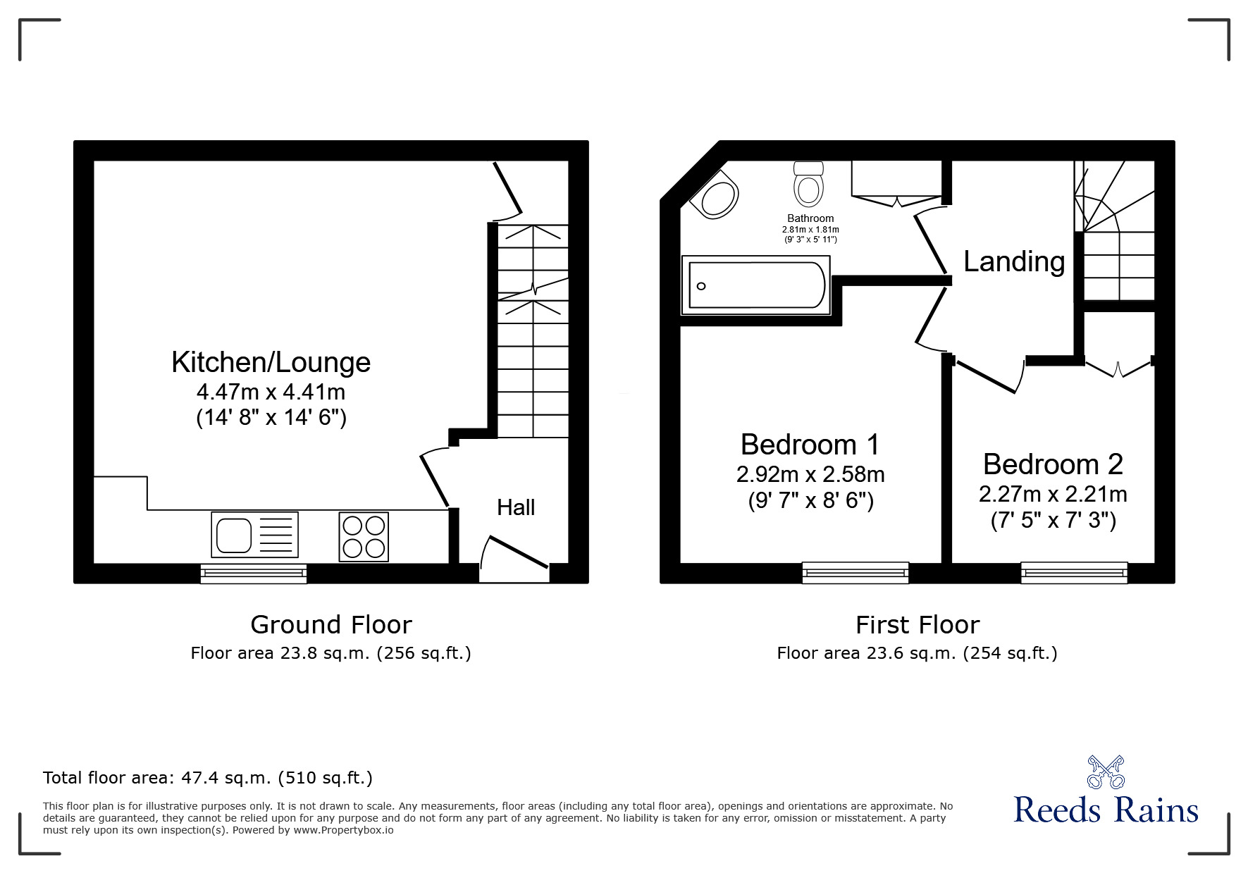 Floorplan of 2 bedroom Mid Terrace House to rent, Union Street, Sowerby Bridge, West Yorkshire, HX6