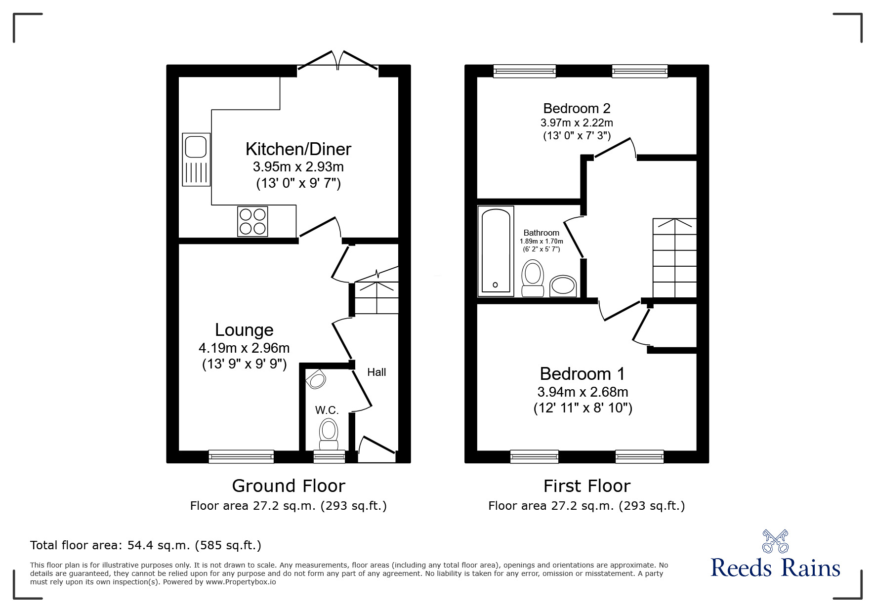 Floorplan of 2 bedroom End Terrace House to rent, Reevy Road, Bradford, West Yorkshire, BD6