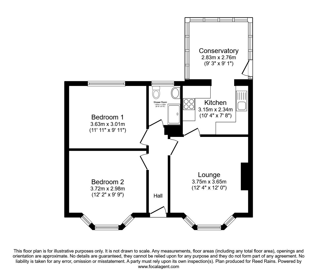 Floorplan of 2 bedroom Detached Bungalow for sale, Windsor Crescent, Halifax, West Yorkshire, HX2
