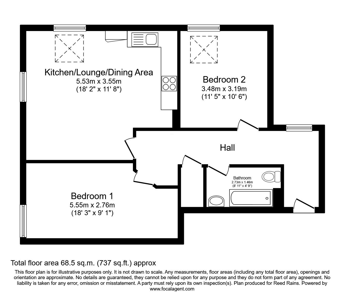 Floorplan of 2 bedroom  Flat for sale, Club Lane, Ovenden, West Yorkshire, HX2