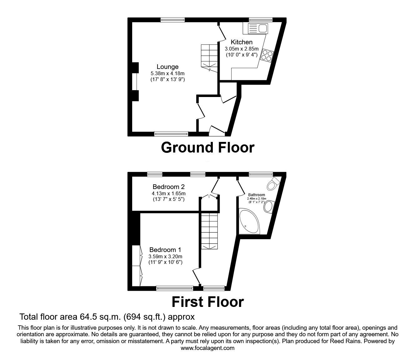 Floorplan of 2 bedroom End Terrace House for sale, Bradshaw Lane, Halifax, West Yorkshire, HX2