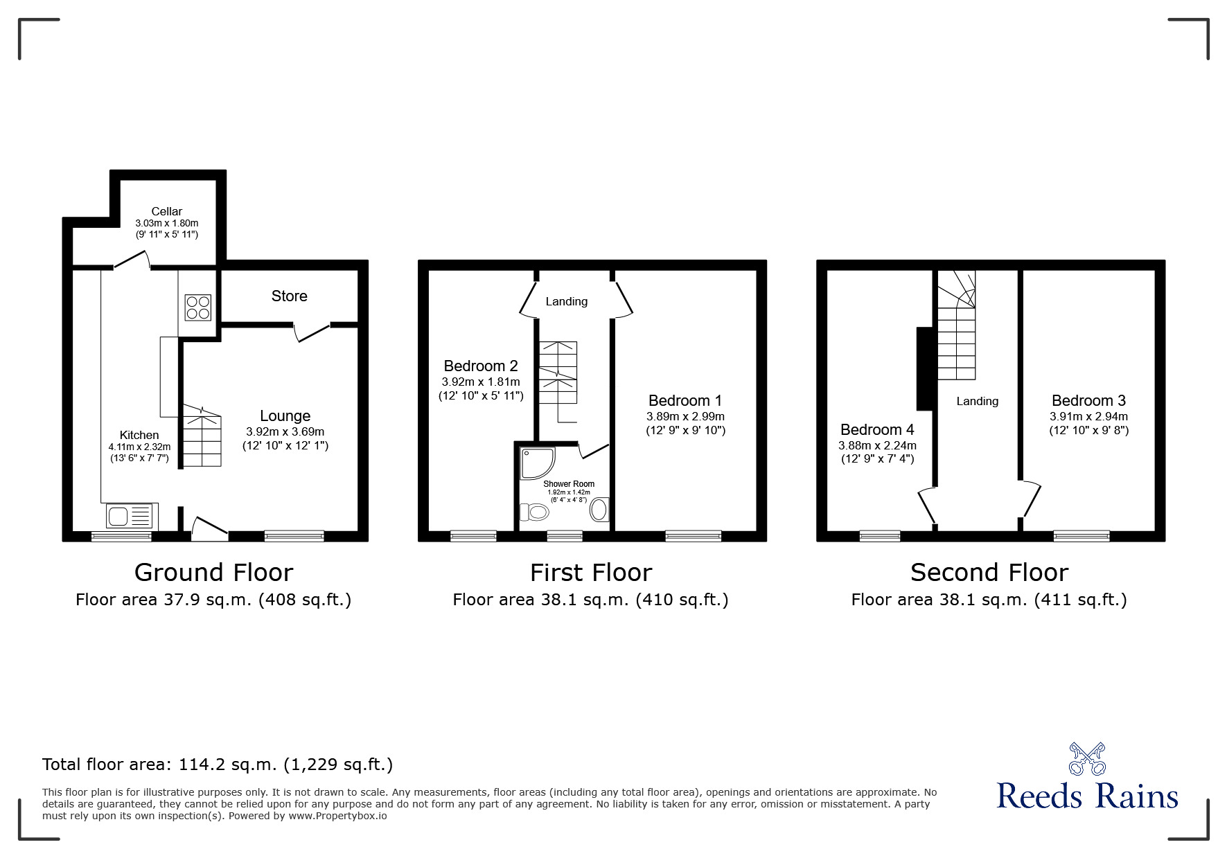 Floorplan of 4 bedroom Mid Terrace House to rent, Ovenden Road Terrace, Halifax, West Yorkshire, HX3