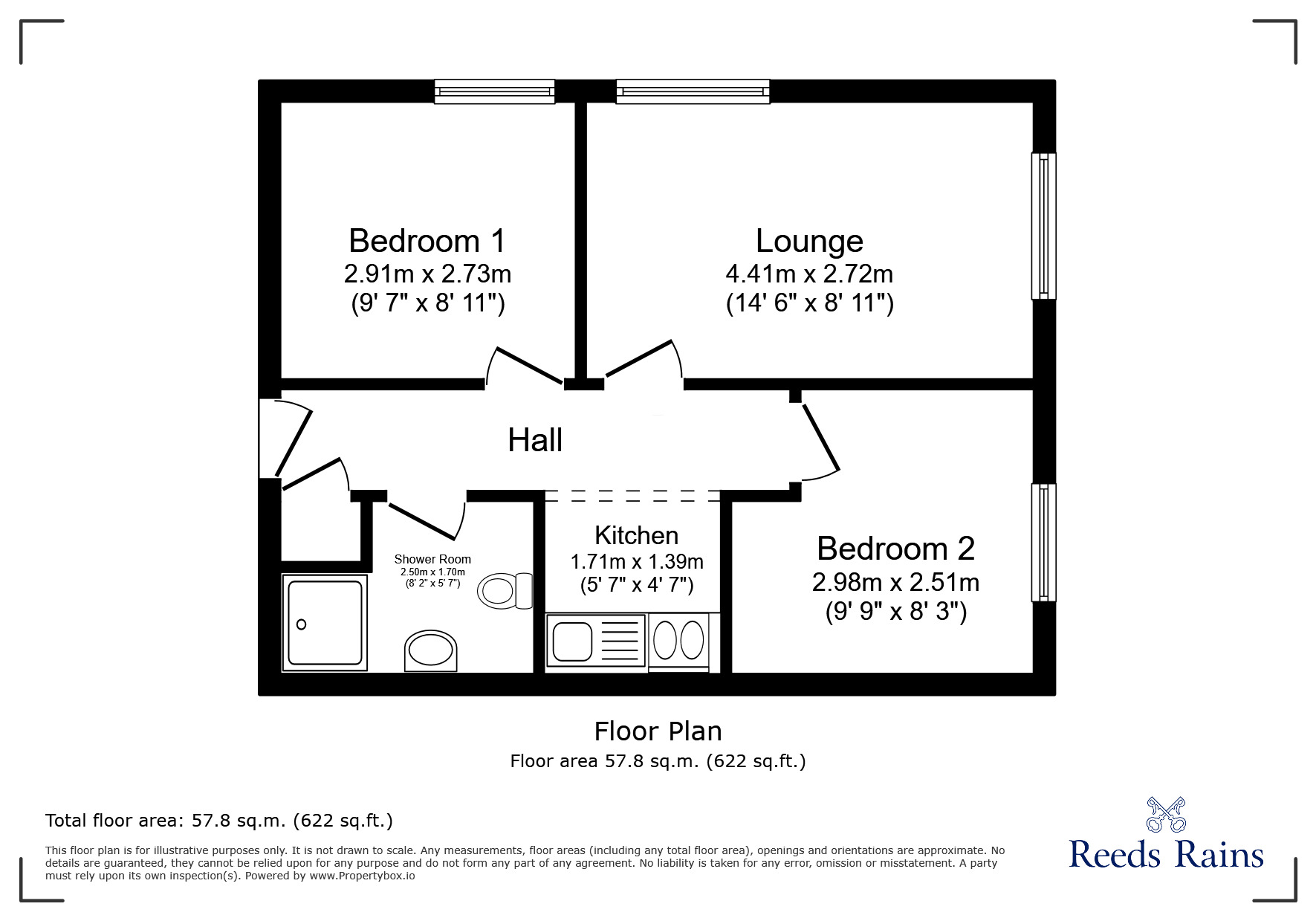 Floorplan of 2 bedroom  Flat to rent, Cumberland Close, Halifax, West Yorkshire, HX2