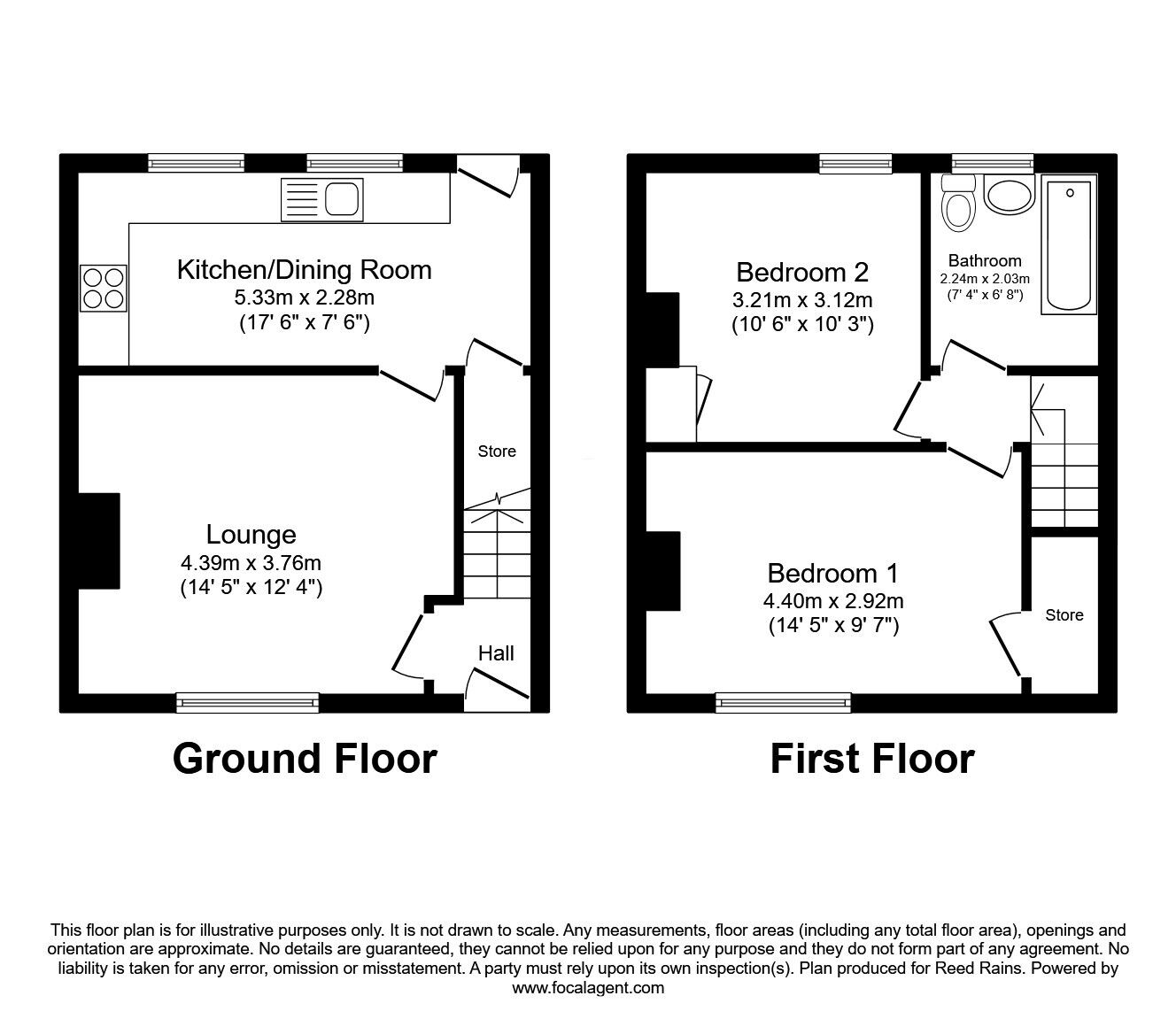 Floorplan of 2 bedroom Mid Terrace House for sale, Woodlands Mount, Halifax, West Yorkshire, HX3