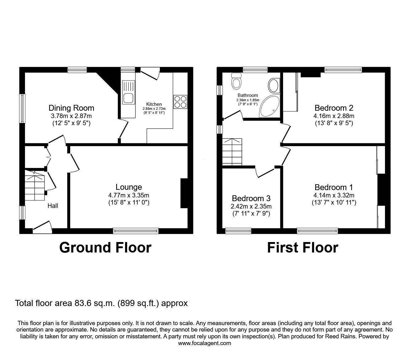 Floorplan of 3 bedroom End Terrace House for sale, Woodhall Crescent, Halifax, West Yorkshire, HX3