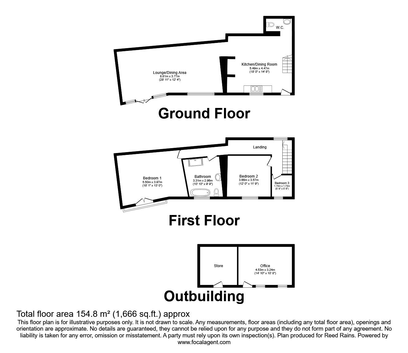 Floorplan of 3 bedroom Semi Detached House for sale, Crossleys Buildings, Halifax, West Yorkshire, HX3