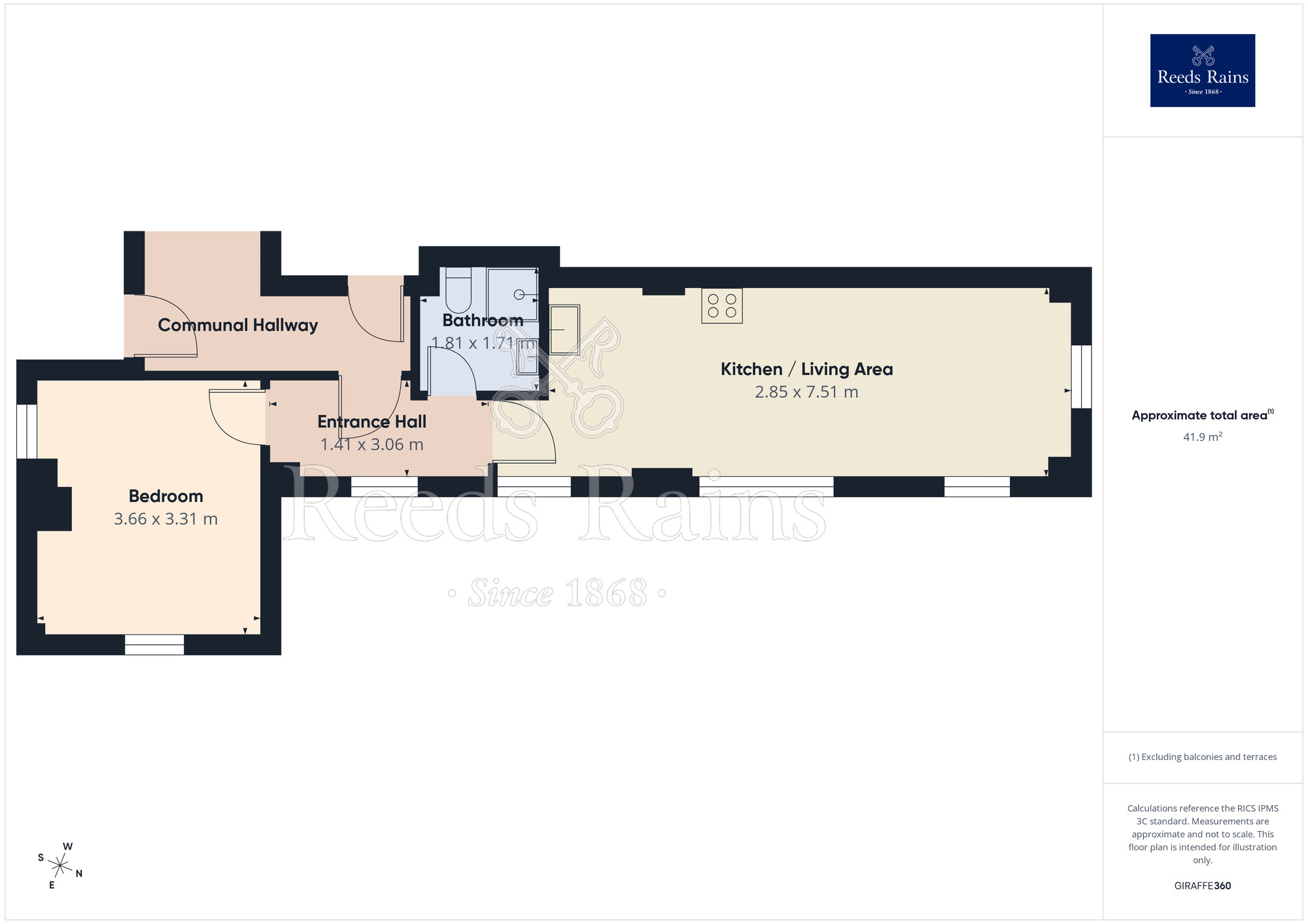 Floorplan of 1 bedroom Flat to rent, Blackwall, Halifax, West Yorkshire, HX1