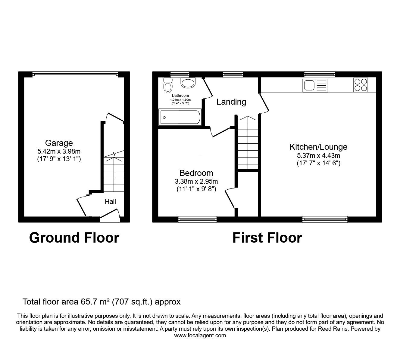 Floorplan of 1 bedroom Mid Terrace House to rent, Worsted Close, Halifax, West Yorkshire, HX1