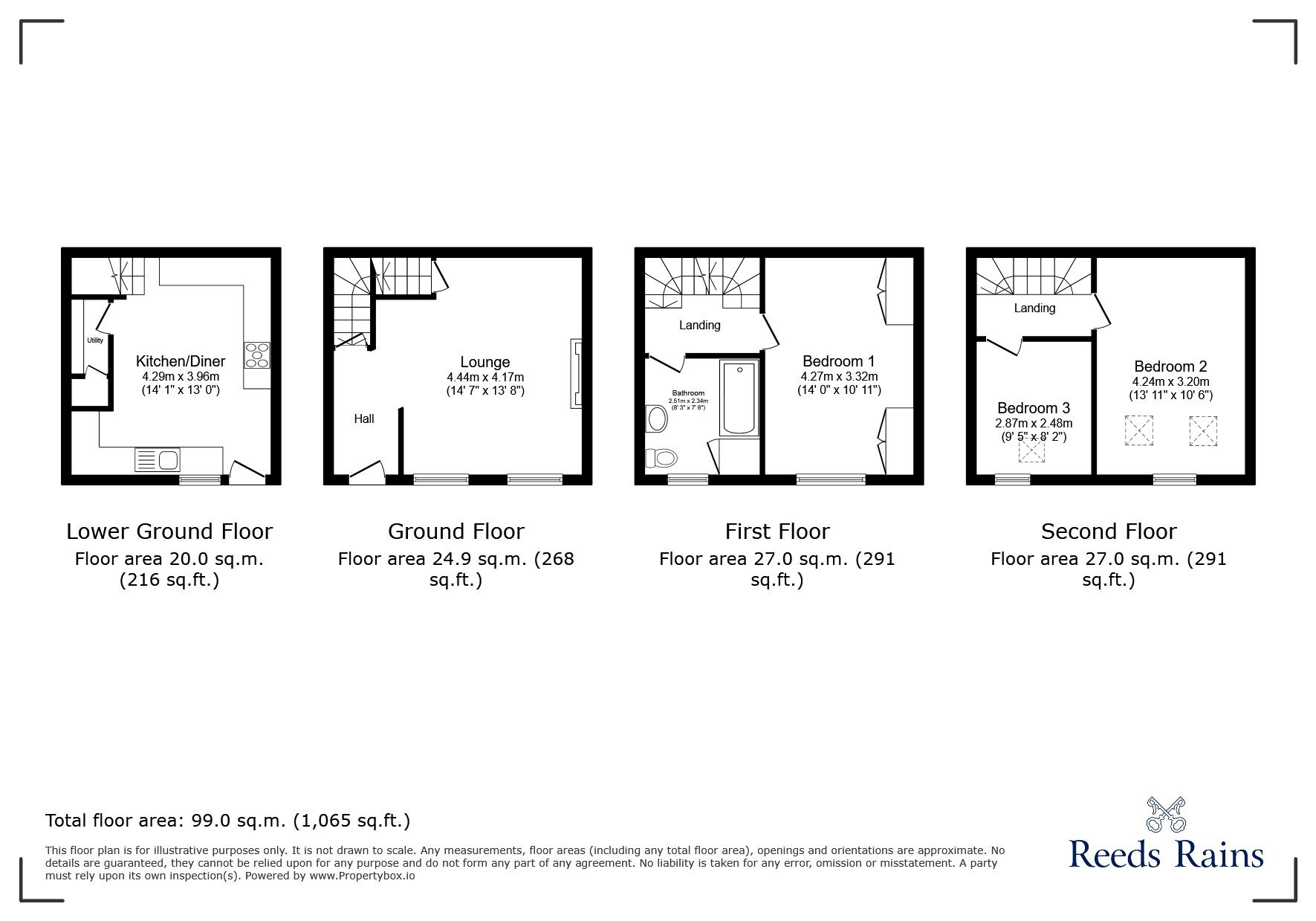 Floorplan of 3 bedroom Mid Terrace House to rent, Akroyd Terrace, Halifax, West Yorkshire, HX2