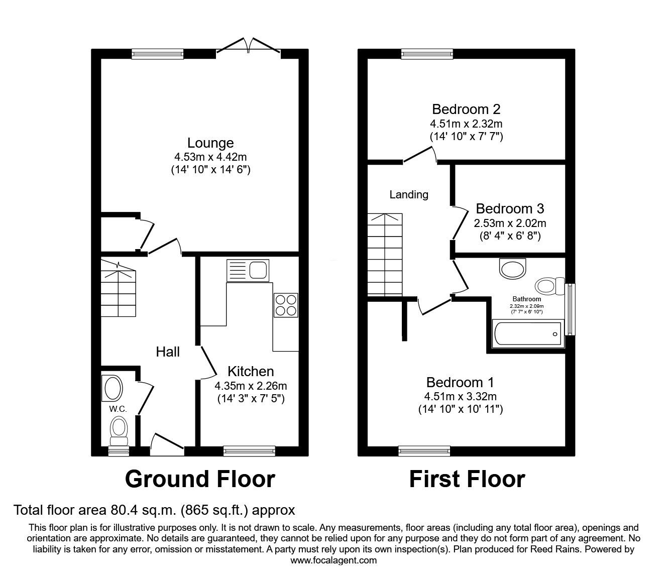 Floorplan of 3 bedroom End Terrace House for sale, Stott Close, Halifax, West Yorkshire, HX1