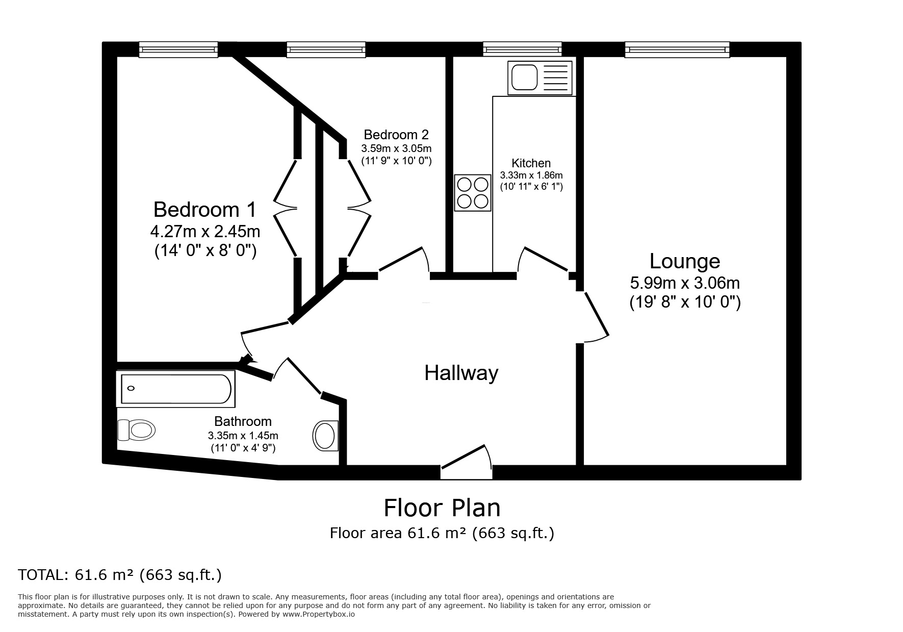 Floorplan of 2 bedroom  Flat to rent, Jubilee Street, Halifax, West Yorkshire, HX3