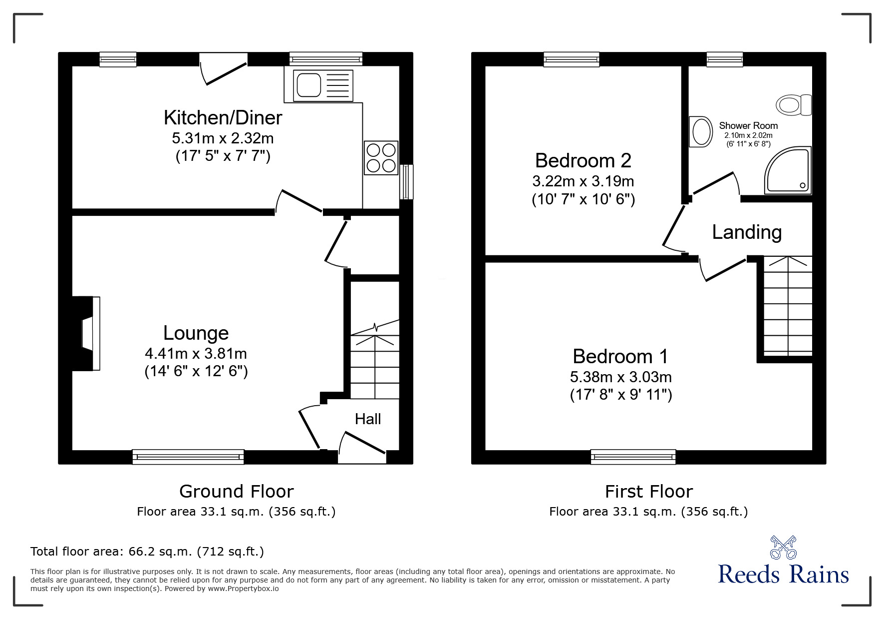 Floorplan of 2 bedroom End Terrace House for sale, Godley Gardens, Halifax, West Yorkshire, HX3