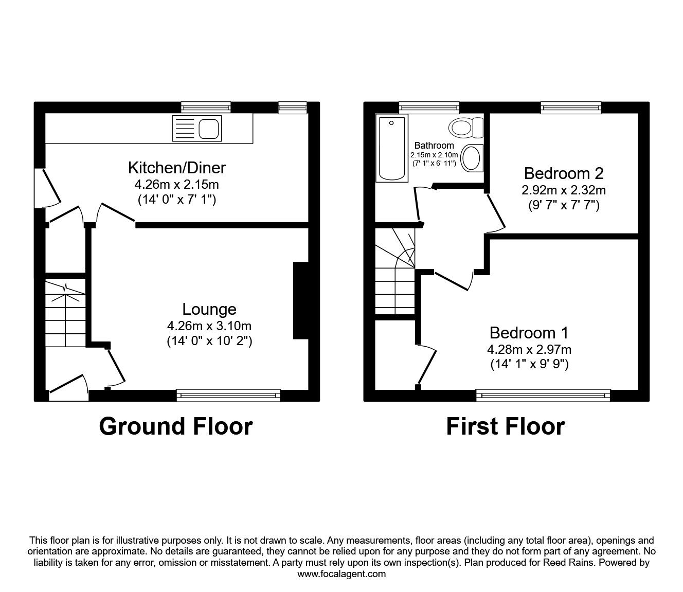 Floorplan of 2 bedroom End Terrace House for sale, Rugby Terrace, Halifax, West Yorkshire, HX3