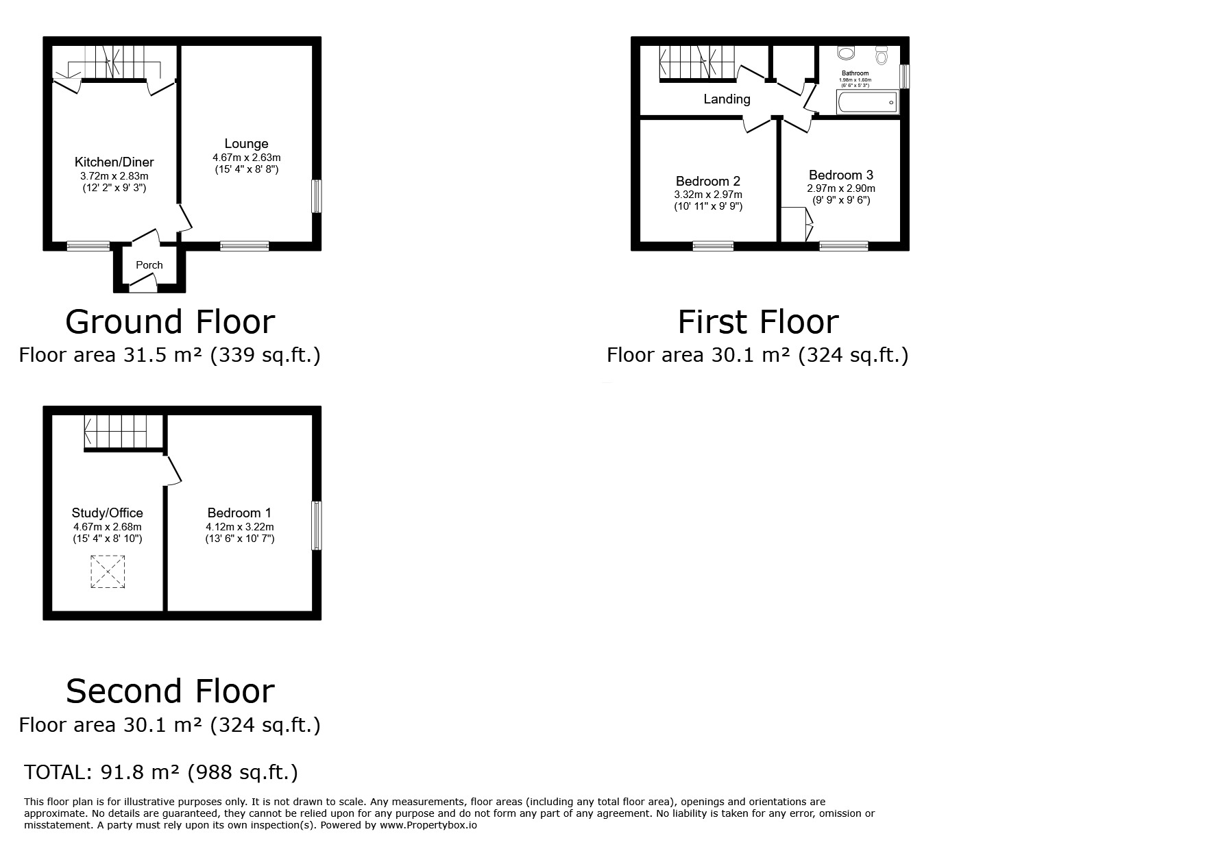 Floorplan of 3 bedroom End Terrace House to rent, Bell Hall Terrace, Halifax, West Yorkshire, HX1