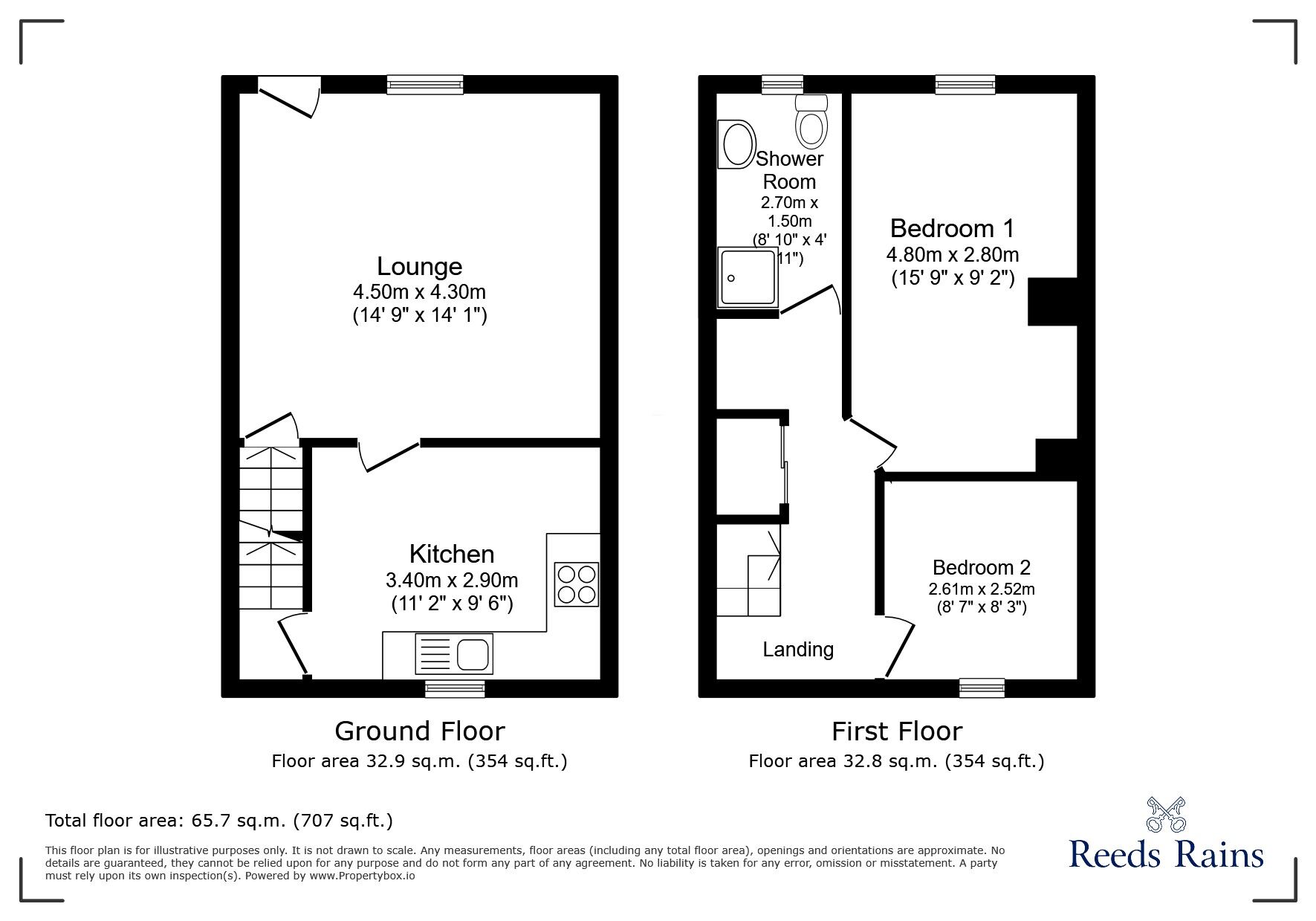 Floorplan of 2 bedroom End Terrace House to rent, Nelson Place, Queensbury, West Yorkshire, BD13