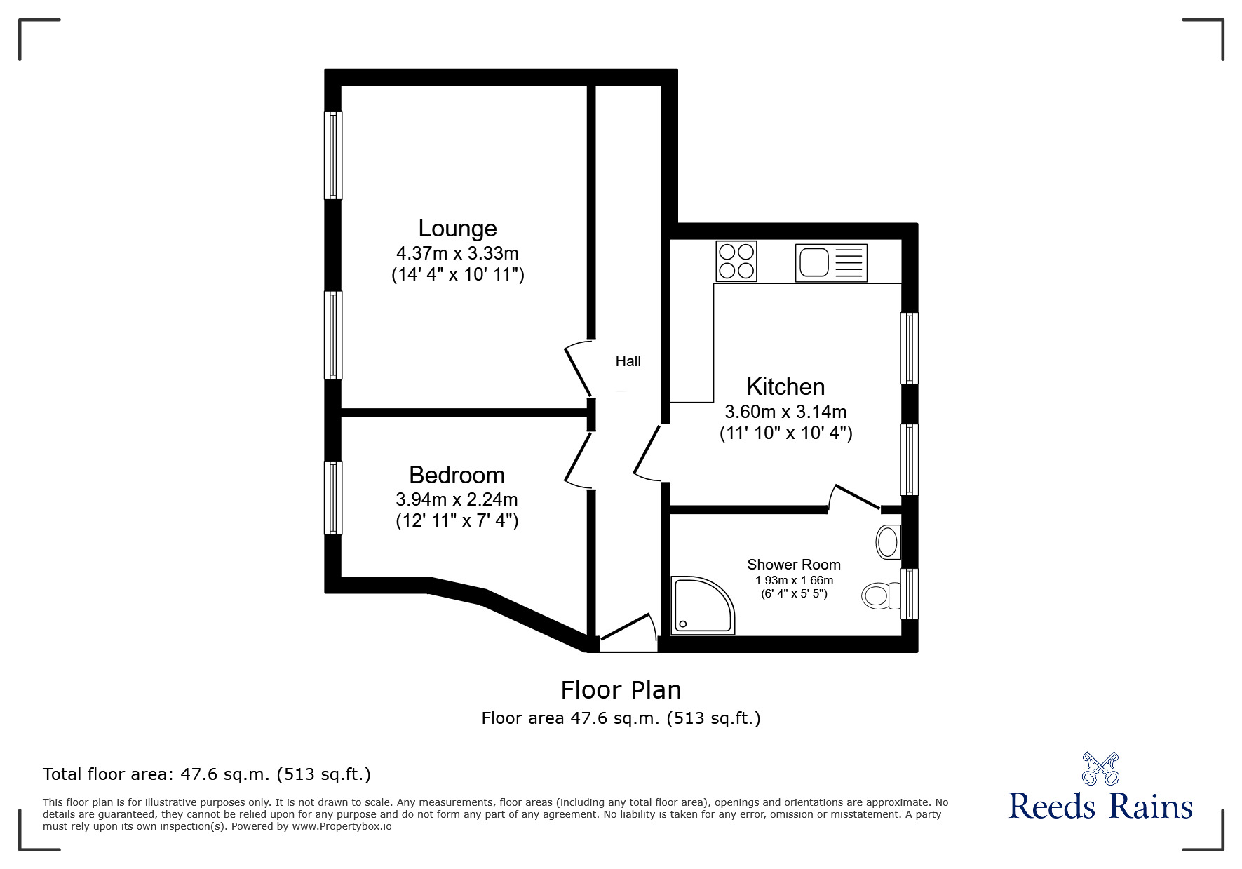 Floorplan of 1 bedroom  Flat to rent, Bull Green, Halifax, West Yorkshire, HX1