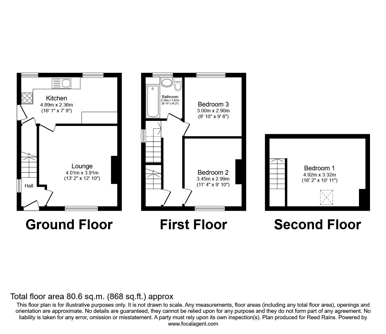 Floorplan of 3 bedroom End Terrace House for sale, Green Lane, Greetland, West Yorkshire, HX4