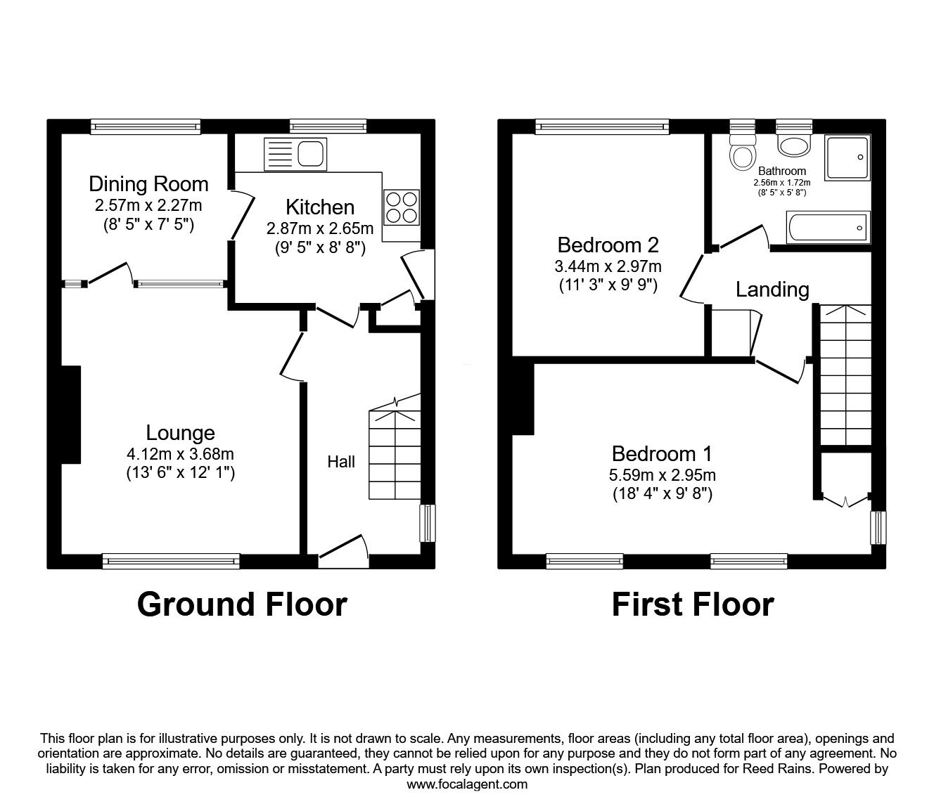 Floorplan of 2 bedroom Semi Detached House for sale, Illingworth Road, Halifax, West Yorkshire, HX2