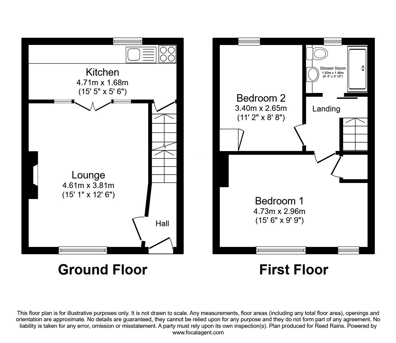Floorplan of 2 bedroom Mid Terrace House for sale, Greens Square, Halifax, West Yorkshire, HX2
