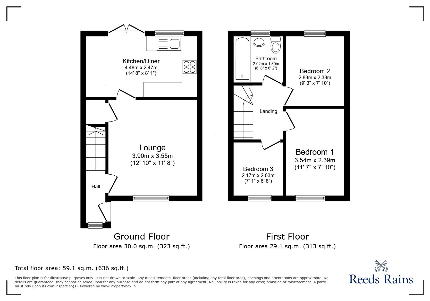 Floorplan of 3 bedroom End Terrace House to rent, Thompson Close, Hipperholme, West Yorkshire, HX3