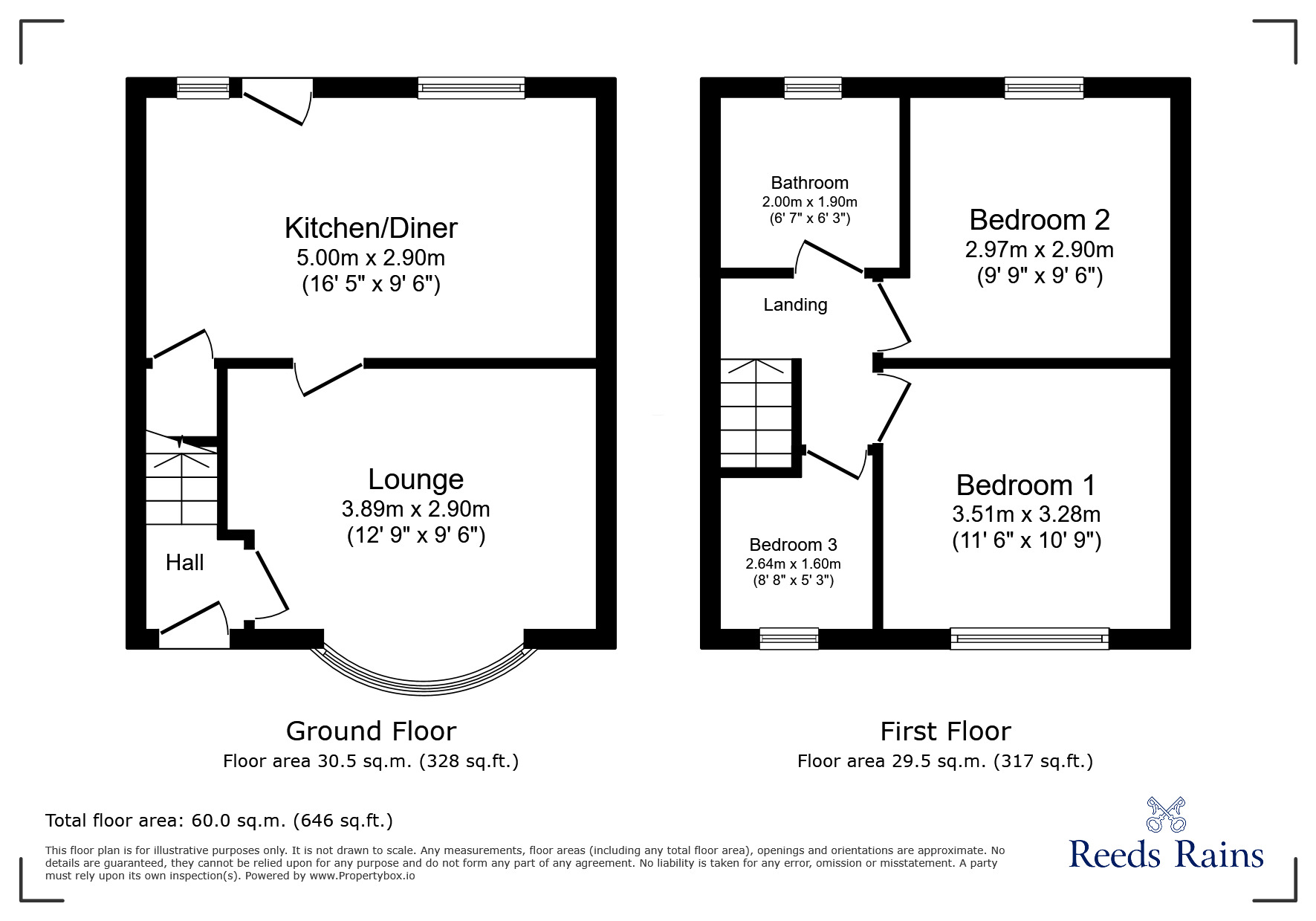 Floorplan of 3 bedroom Mid Terrace House for sale, Roils Head Road, Halifax, West Yorkshire, HX2