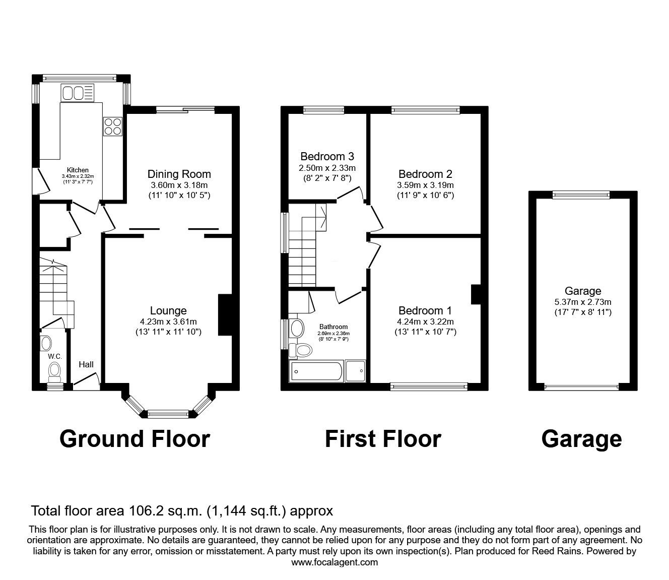 Floorplan of 3 bedroom Semi Detached House for sale, School Lane, Illingworth, West Yorkshire, HX2