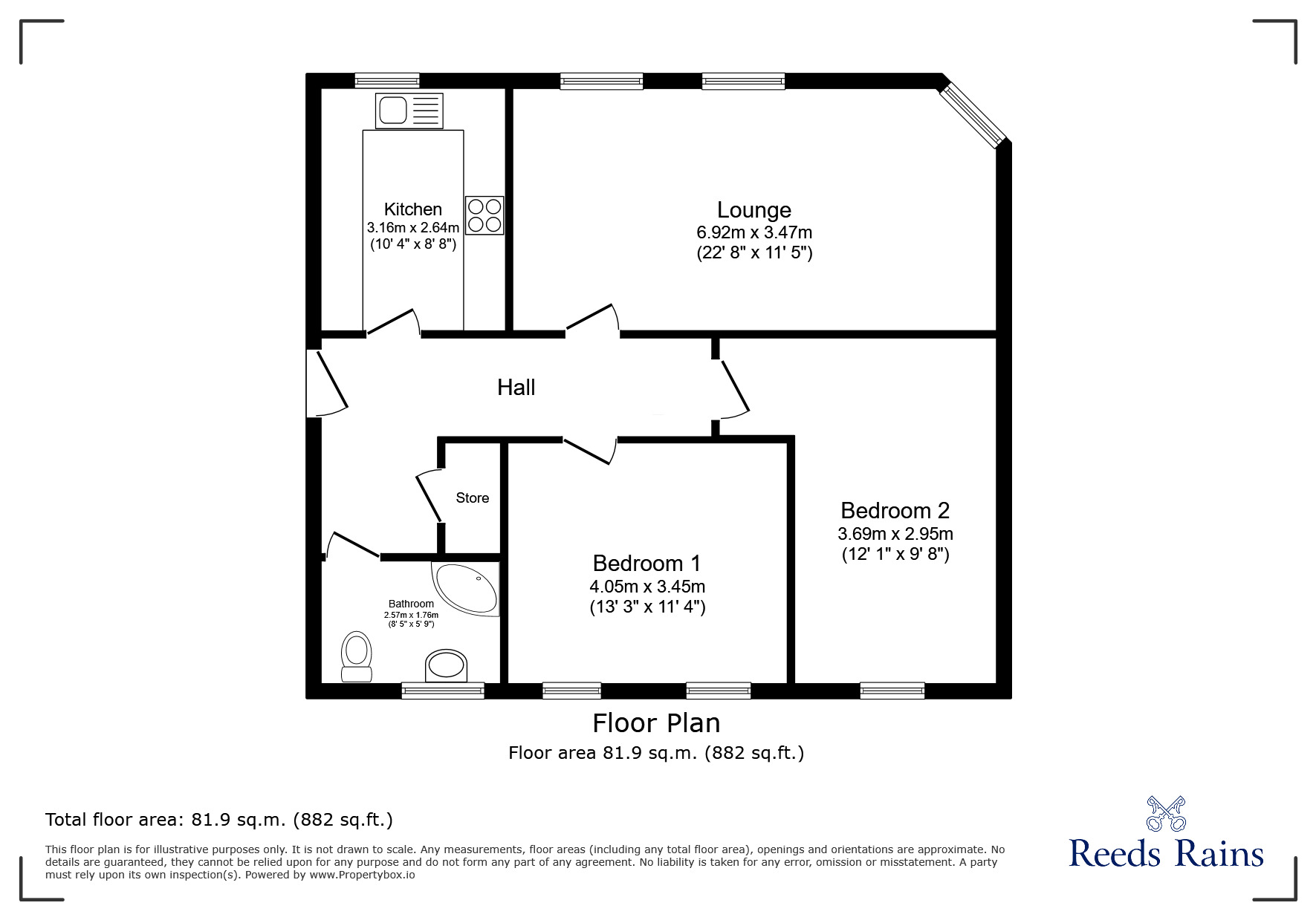 Floorplan of 2 bedroom Flat to rent, King Cross Street, Halifax, West Yorkshire, HX1