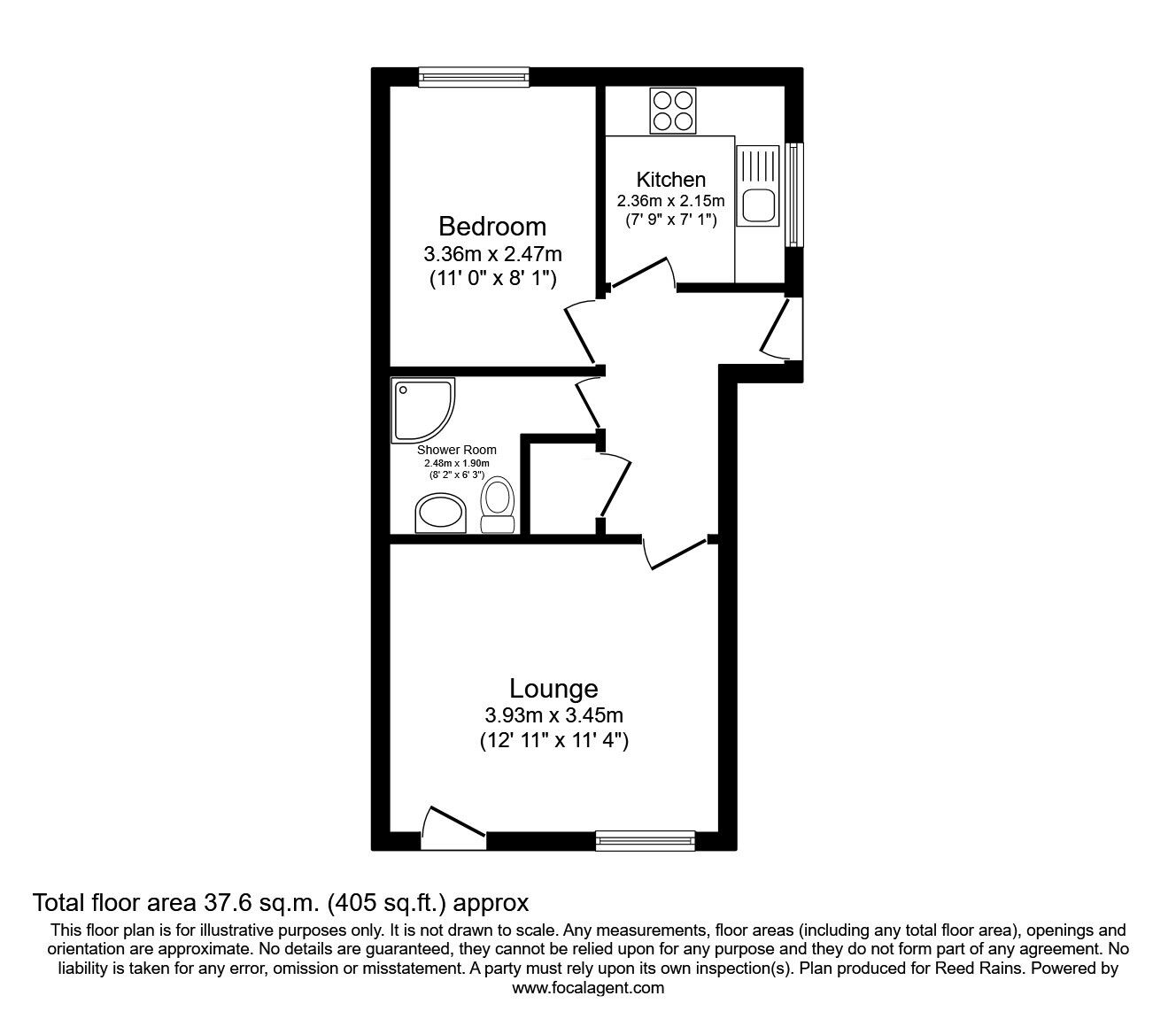 Floorplan of 1 bedroom End Terrace Bungalow for sale, Broadway, Bingley, West Yorkshire, BD16
