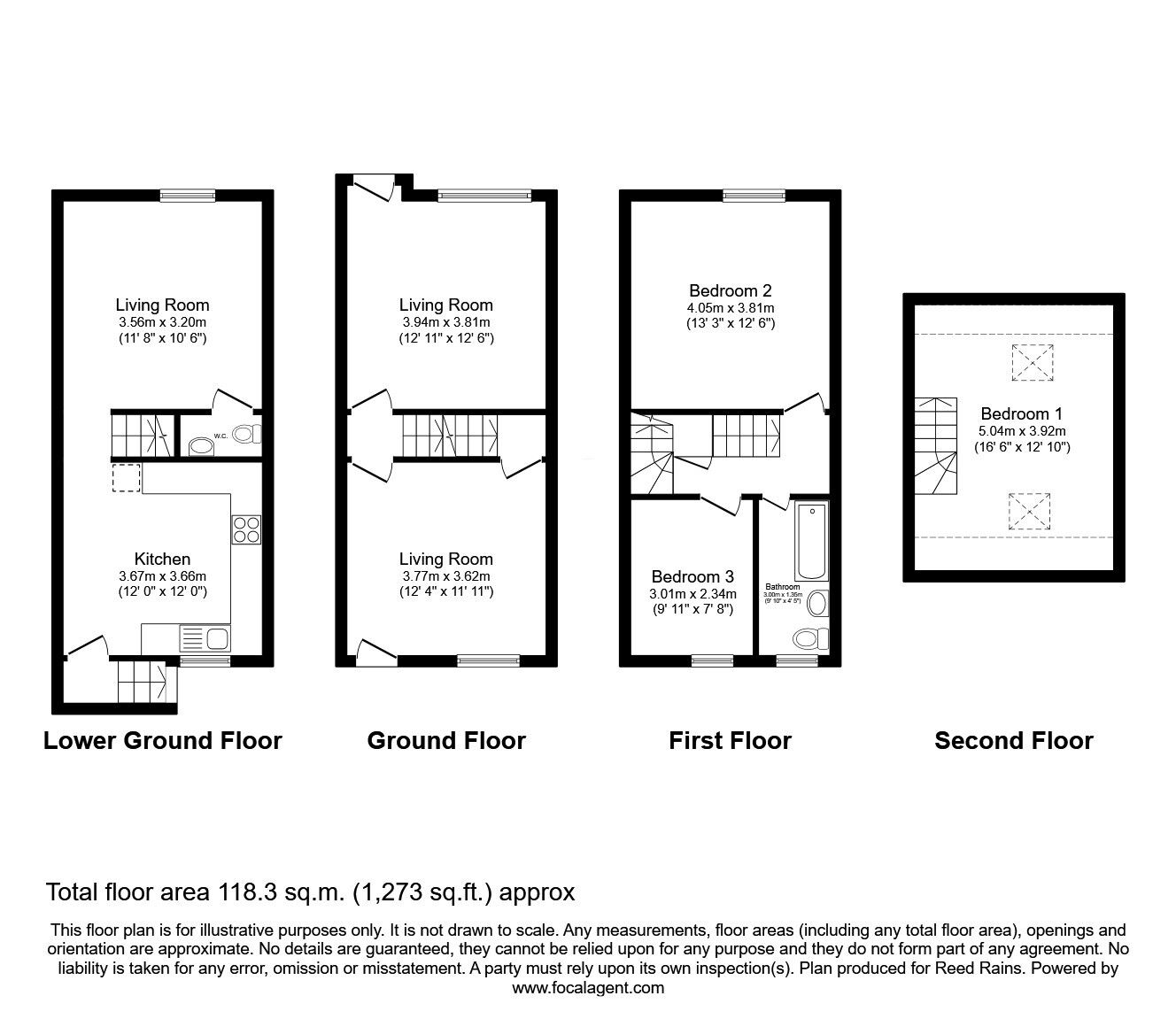 Floorplan of 3 bedroom Mid Terrace Flat for sale, Lemon Street, Halifax, West Yorkshire, HX1