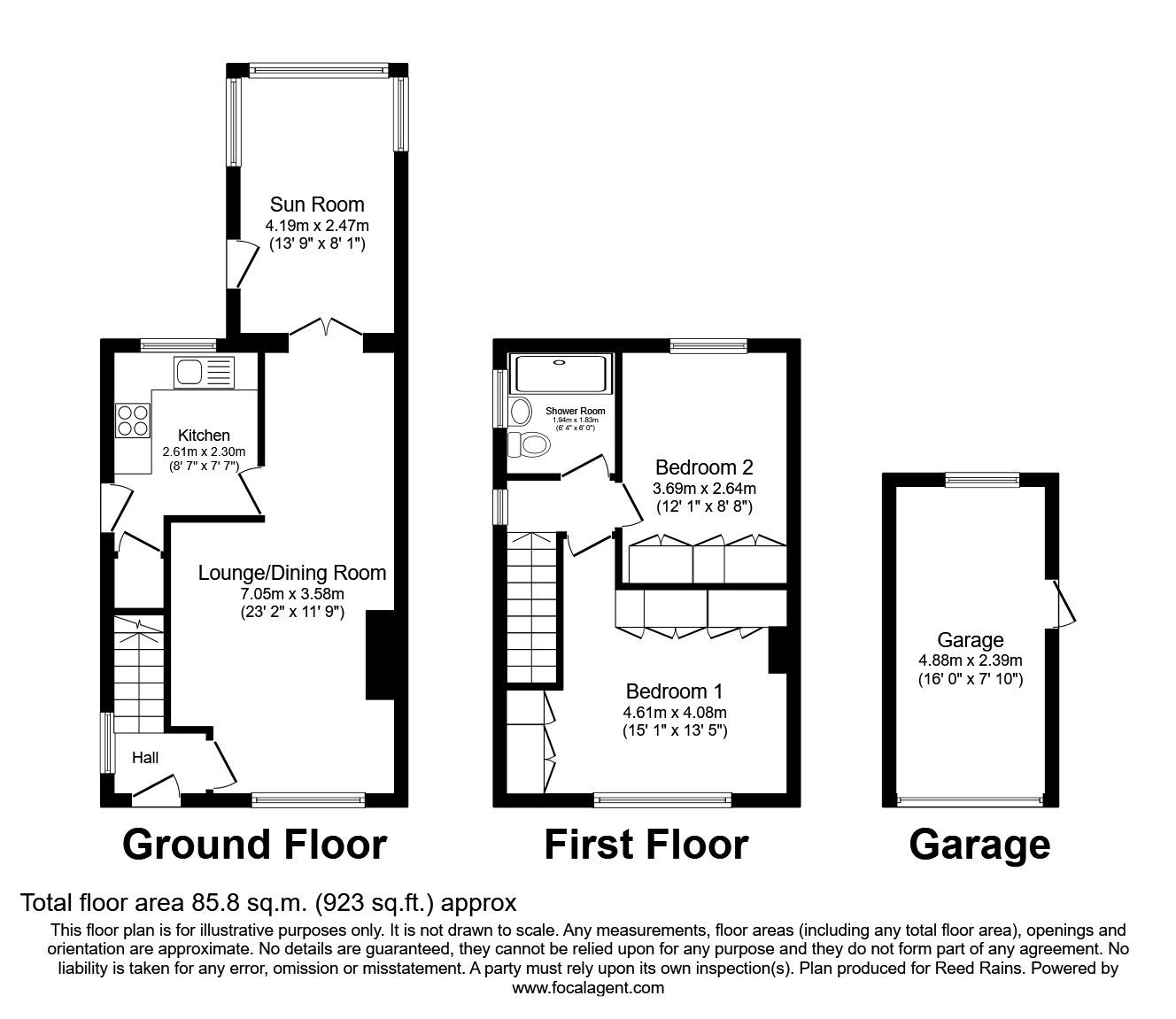 Floorplan of 2 bedroom Semi Detached House for sale, Gleanings Avenue, Halifax, West Yorkshire, HX2