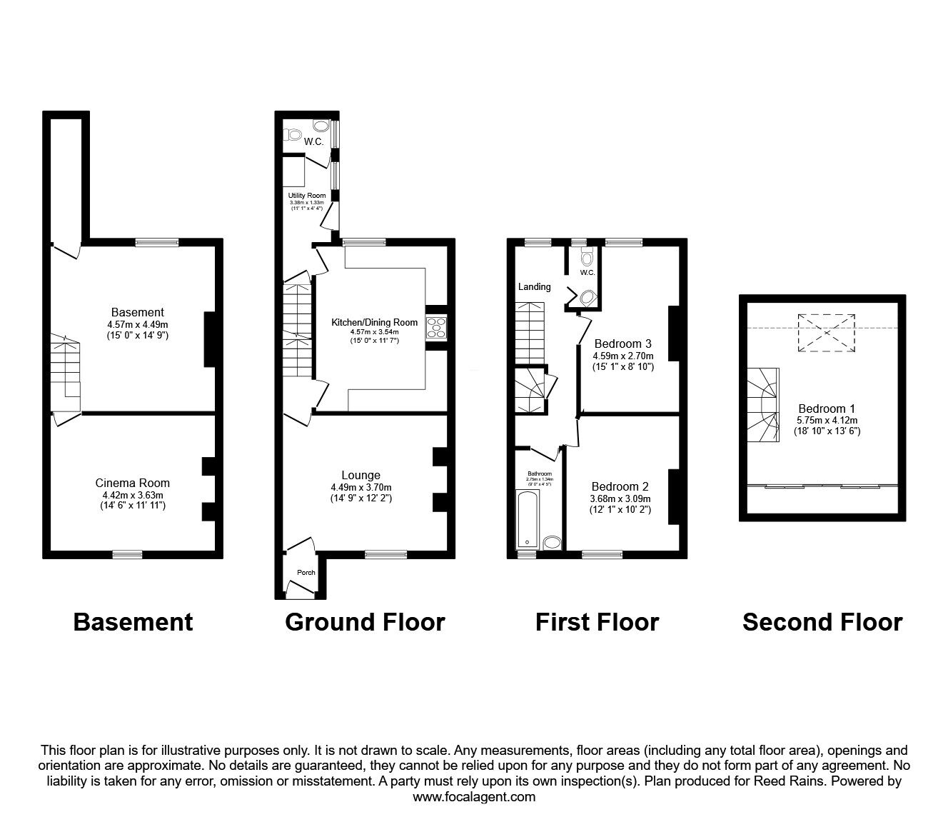 Floorplan of 3 bedroom Mid Terrace House for sale, Second Avenue, Halifax, West Yorkshire, HX3