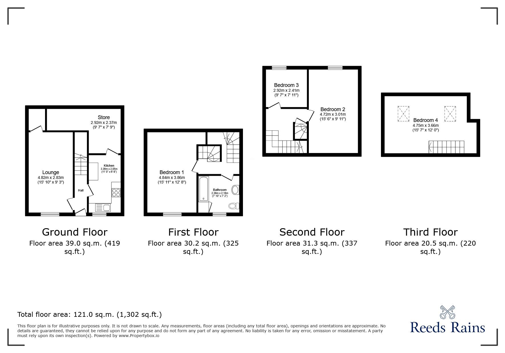 Floorplan of 4 bedroom Mid Terrace House to rent, Ovenden Road Terrace, Halifax, West Yorkshire, HX3