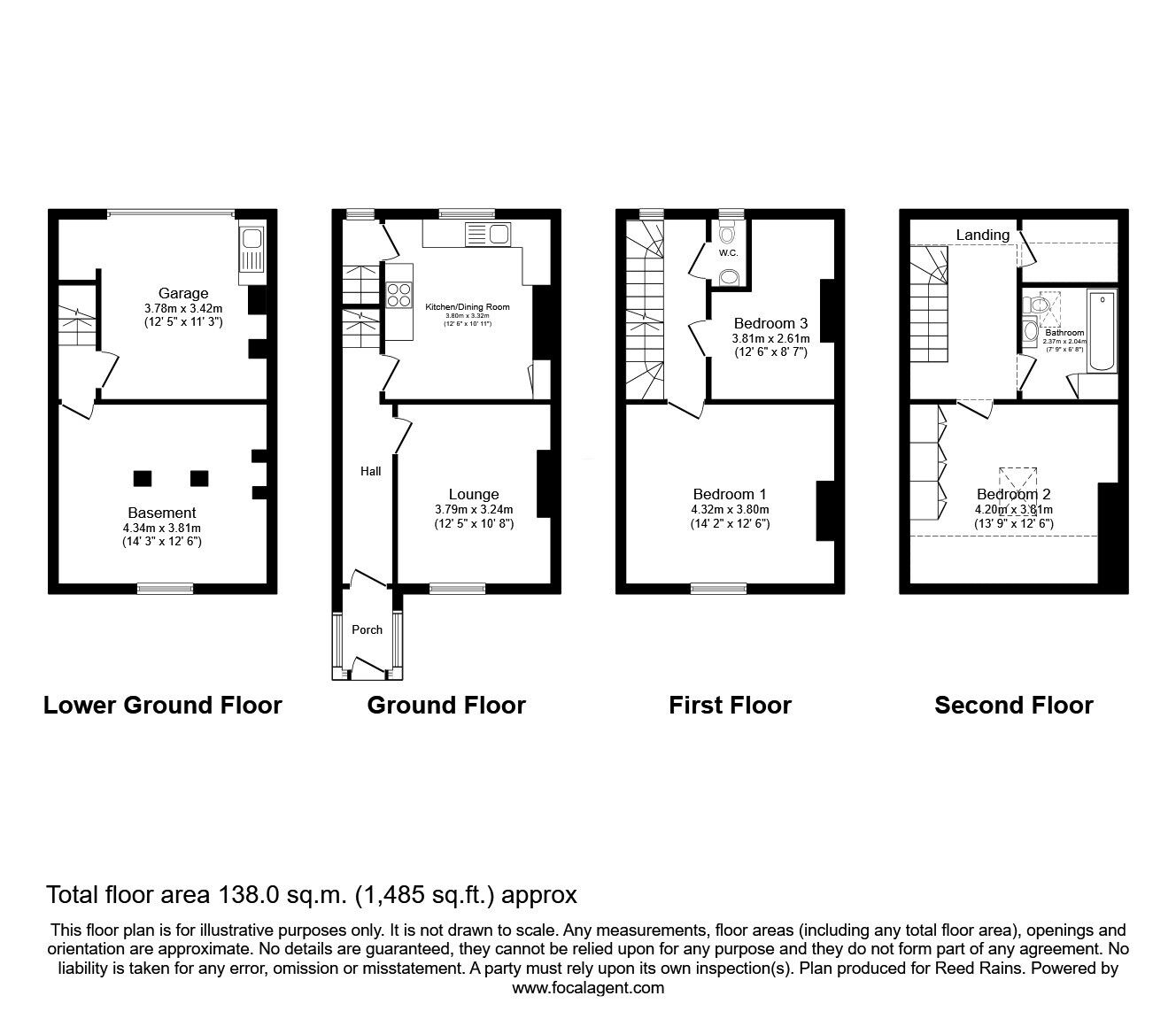 Floorplan of 3 bedroom Mid Terrace House for sale, College Terrace, Halifax, West Yorkshire, HX1