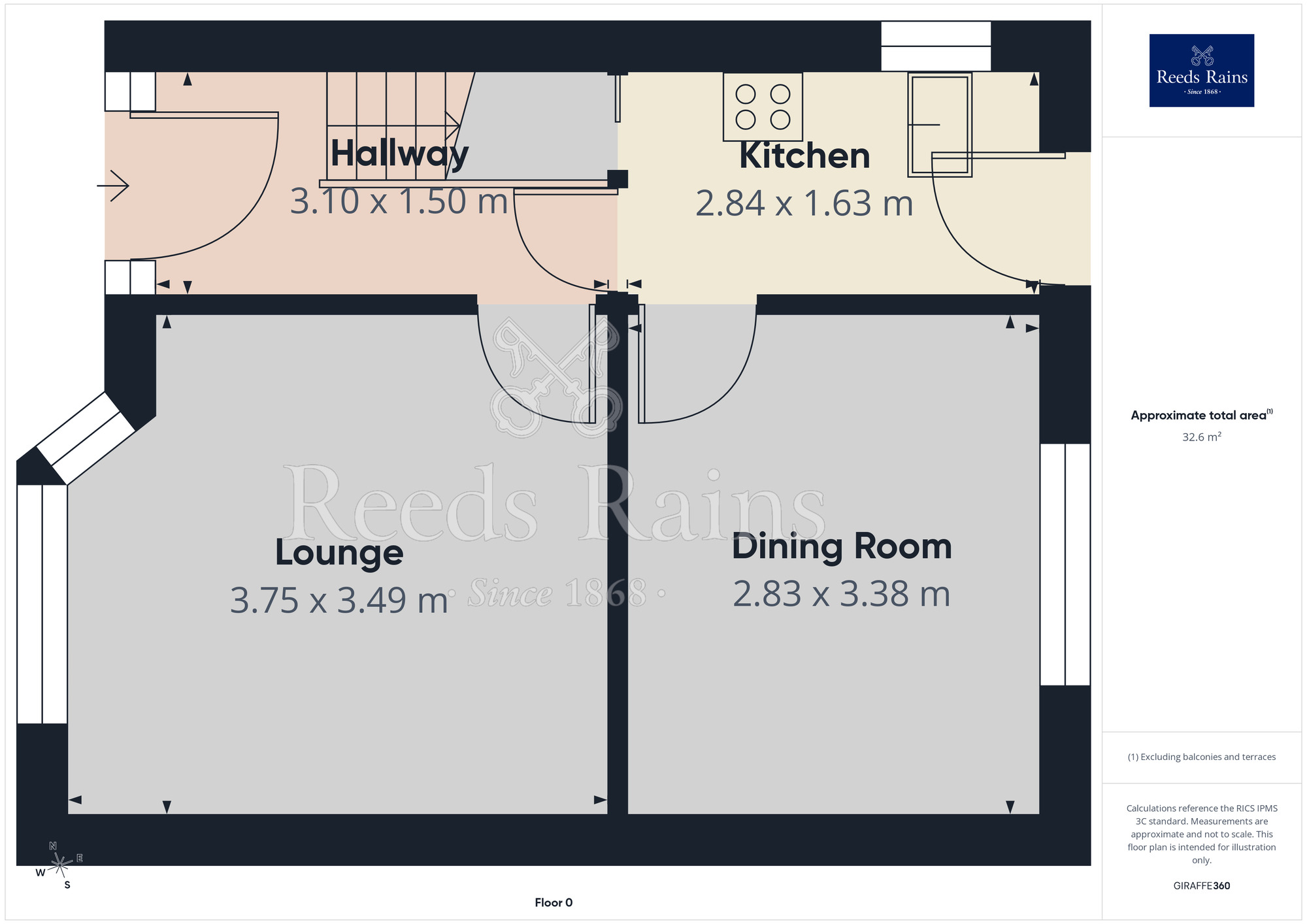 Floorplan of 3 bedroom End Terrace House for sale, West View Drive, Halifax, West Yorkshire, HX2