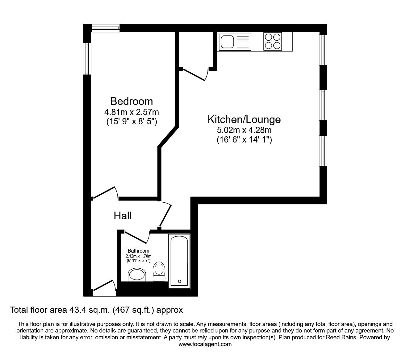 Floorplan of 1 bedroom Flat for sale, Park Road, Halifax, West Yorkshire, HX1