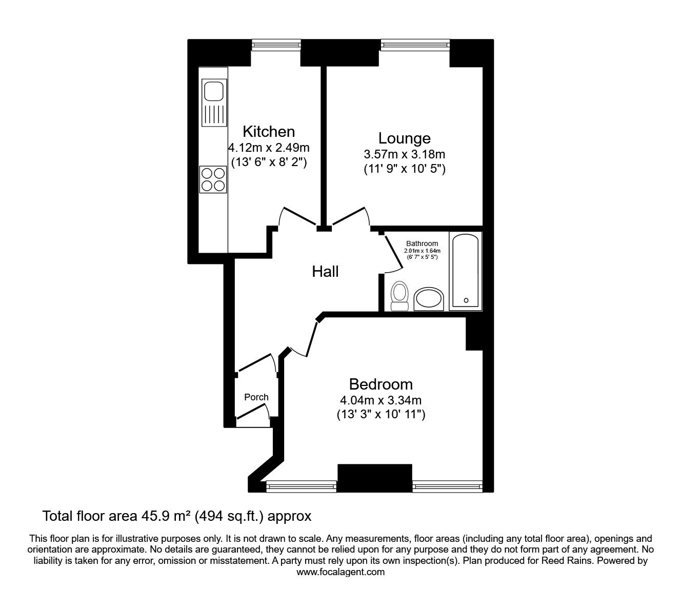 Floorplan of 1 bedroom Flat for sale, Wharf Street, Sowerby Bridge, West Yorkshire, HX6