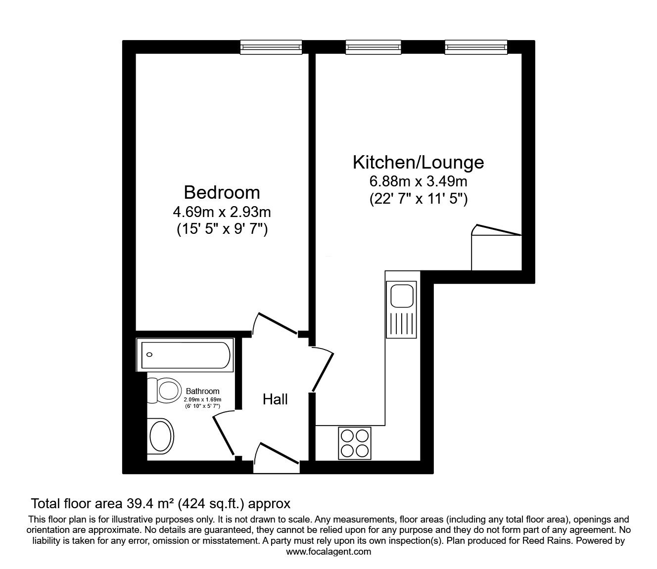 Floorplan of 1 bedroom Flat to rent, Park Road, Halifax, West Yorkshire, HX1
