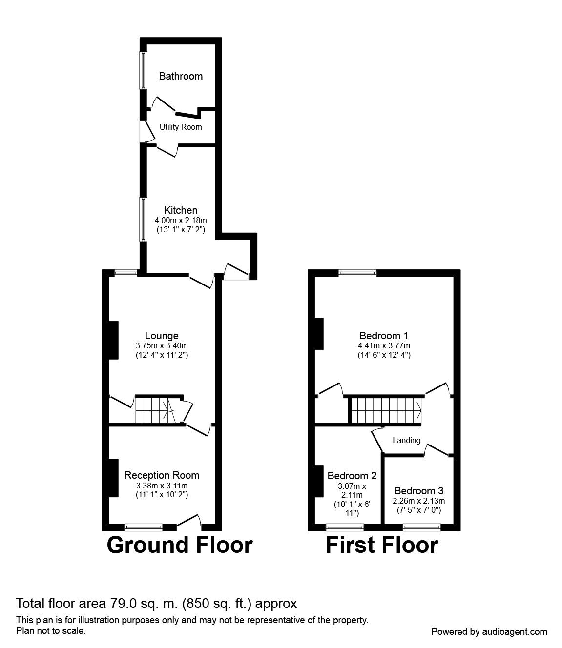 Floorplan of 2 bedroom Mid Terrace House to rent, Prime Street, Stoke-On-Trent, ST1