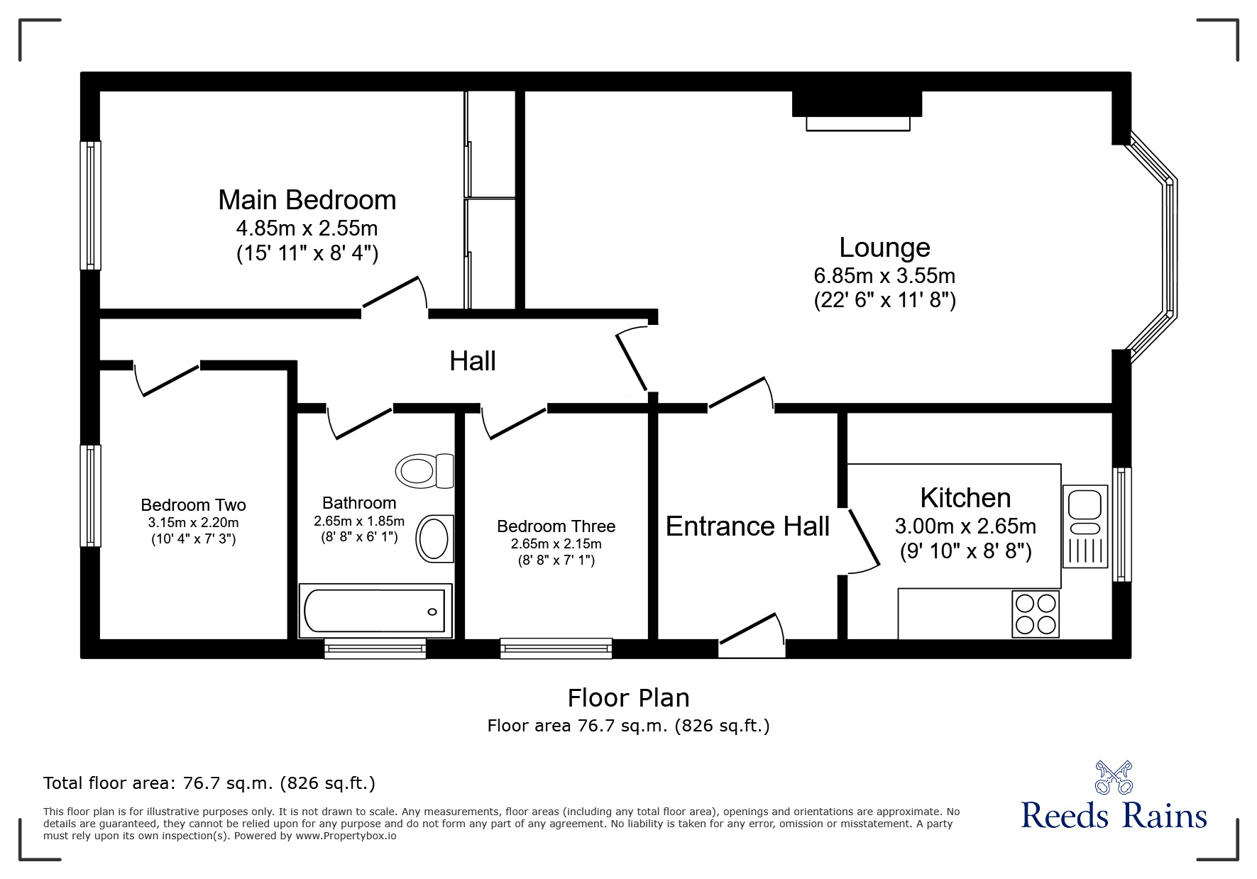 Floorplan of 3 bedroom Detached Bungalow to rent, Broughton Road, Stoke-On-Trent, ST2