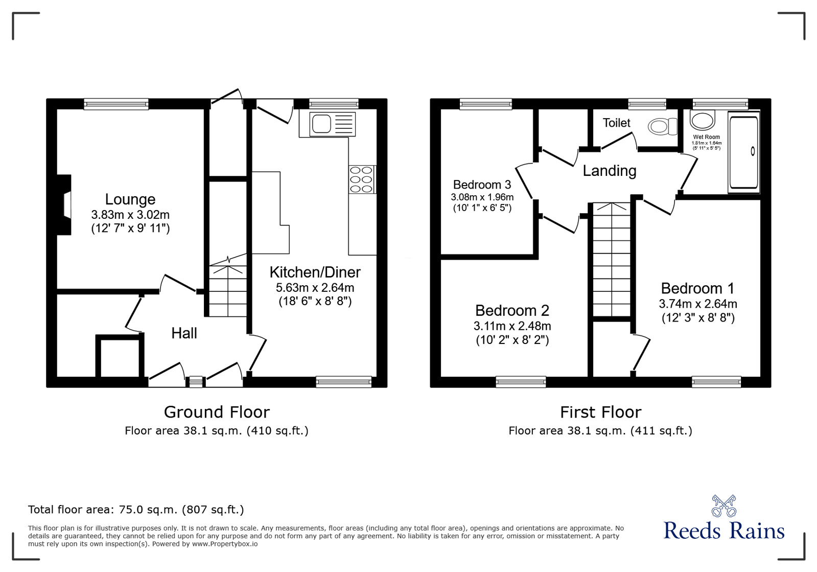 Floorplan of 3 bedroom Mid Terrace House for sale, Whitehaven Drive, Stoke-On-Trent, ST1