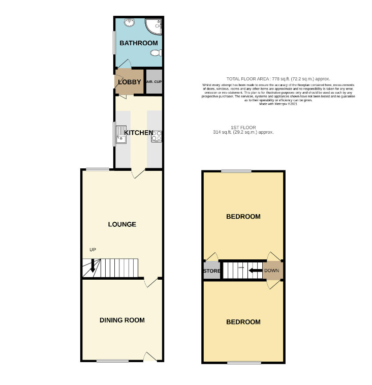 Floorplan of 2 bedroom Mid Terrace House to rent, Kidsgrove Bank, Kidsgrove, Staffordshire, ST7