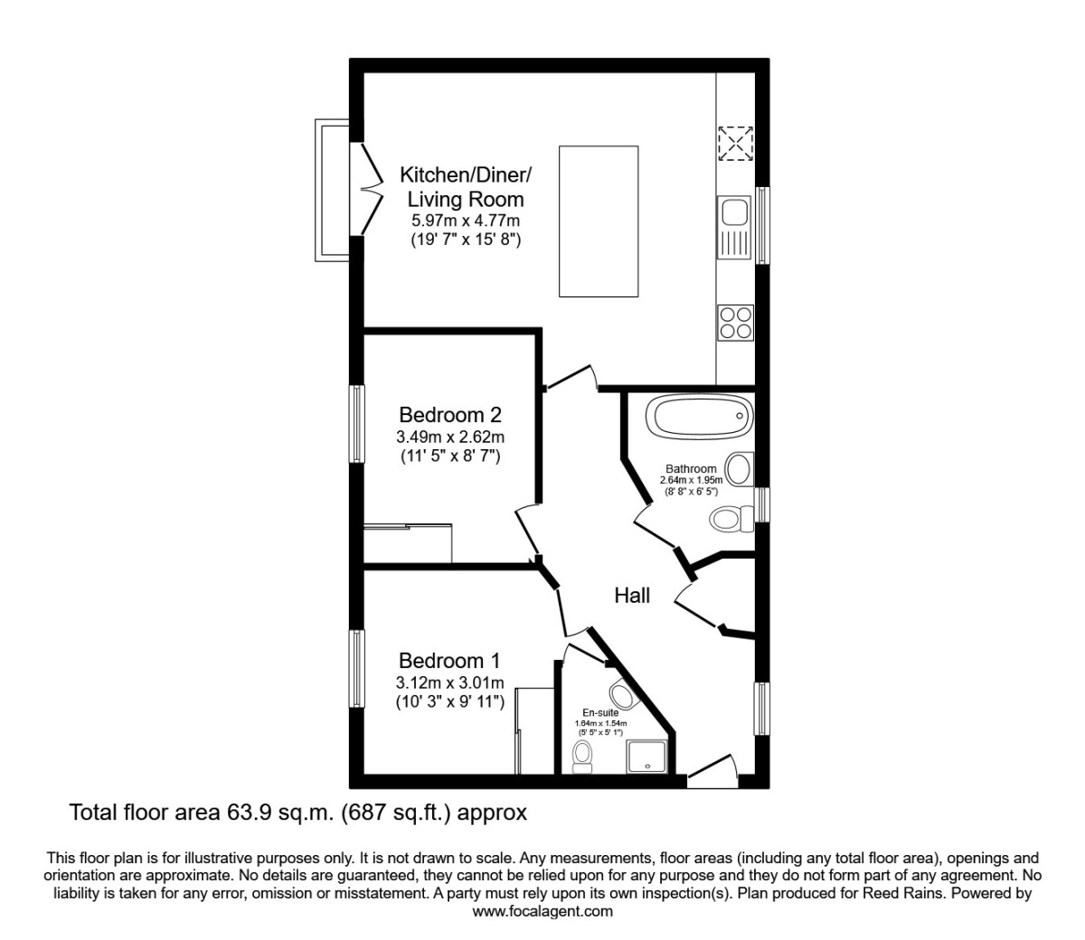 Floorplan of 2 bedroom Flat to rent, Ridgway Road, Stoke-on-Trent, Staffordshire, ST1
