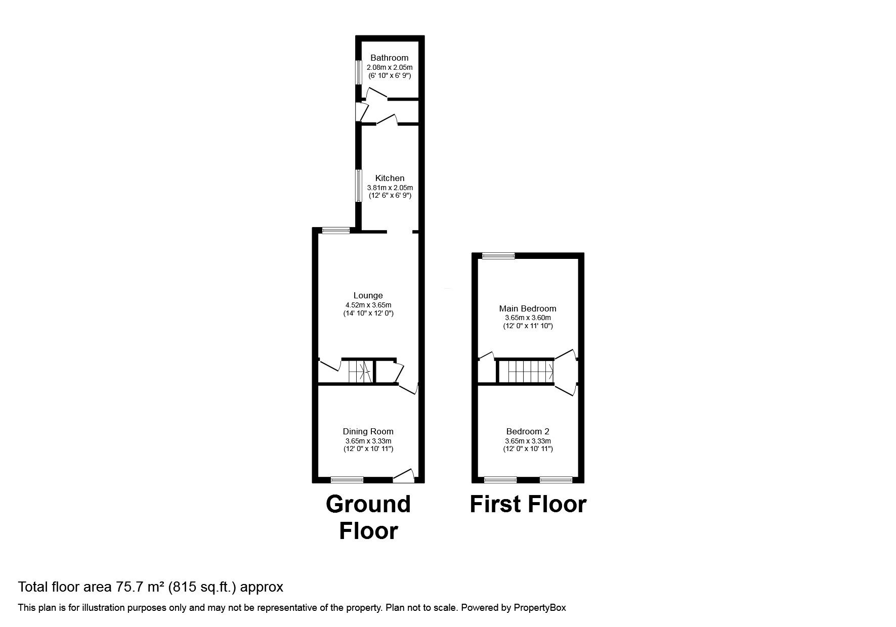 Floorplan of 2 bedroom Mid Terrace House to rent, Whitmore Street, Stoke-on-Trent, Staffordshire, ST1