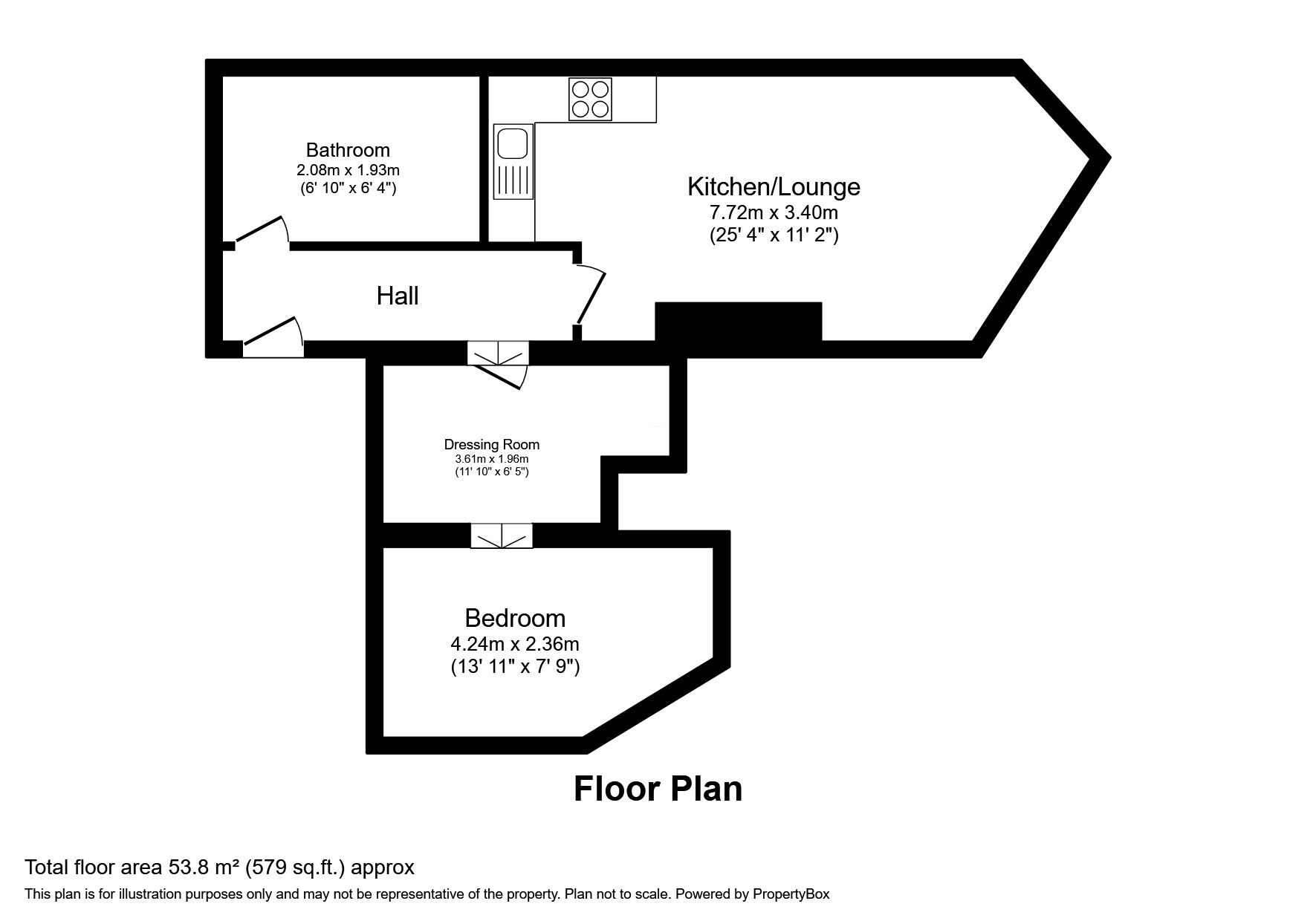 Floorplan of 1 bedroom  Flat to rent, Piccadilly, Stoke-on-Trent, Staffordshire, ST1